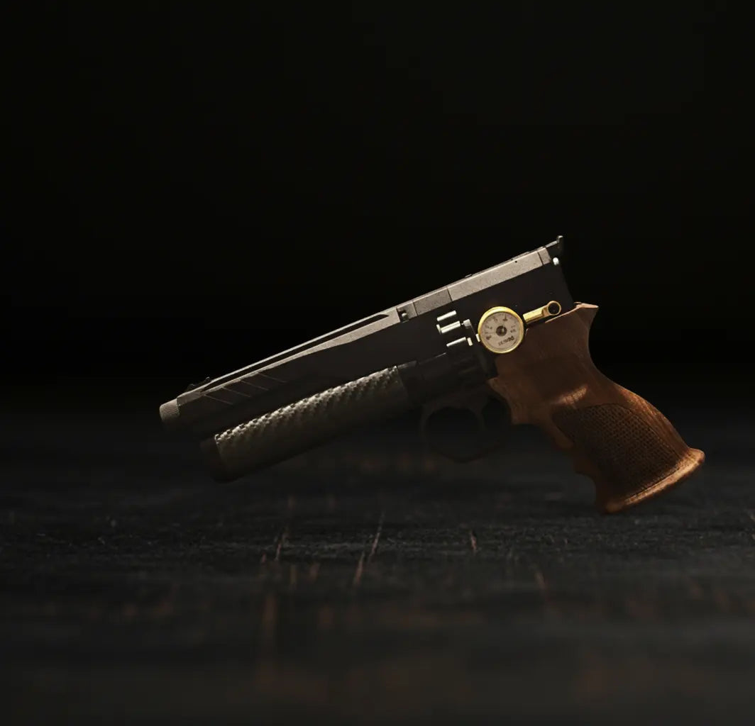 Huben GK1 Shorty air pistol with wooden grip and carbon fiber cylinder