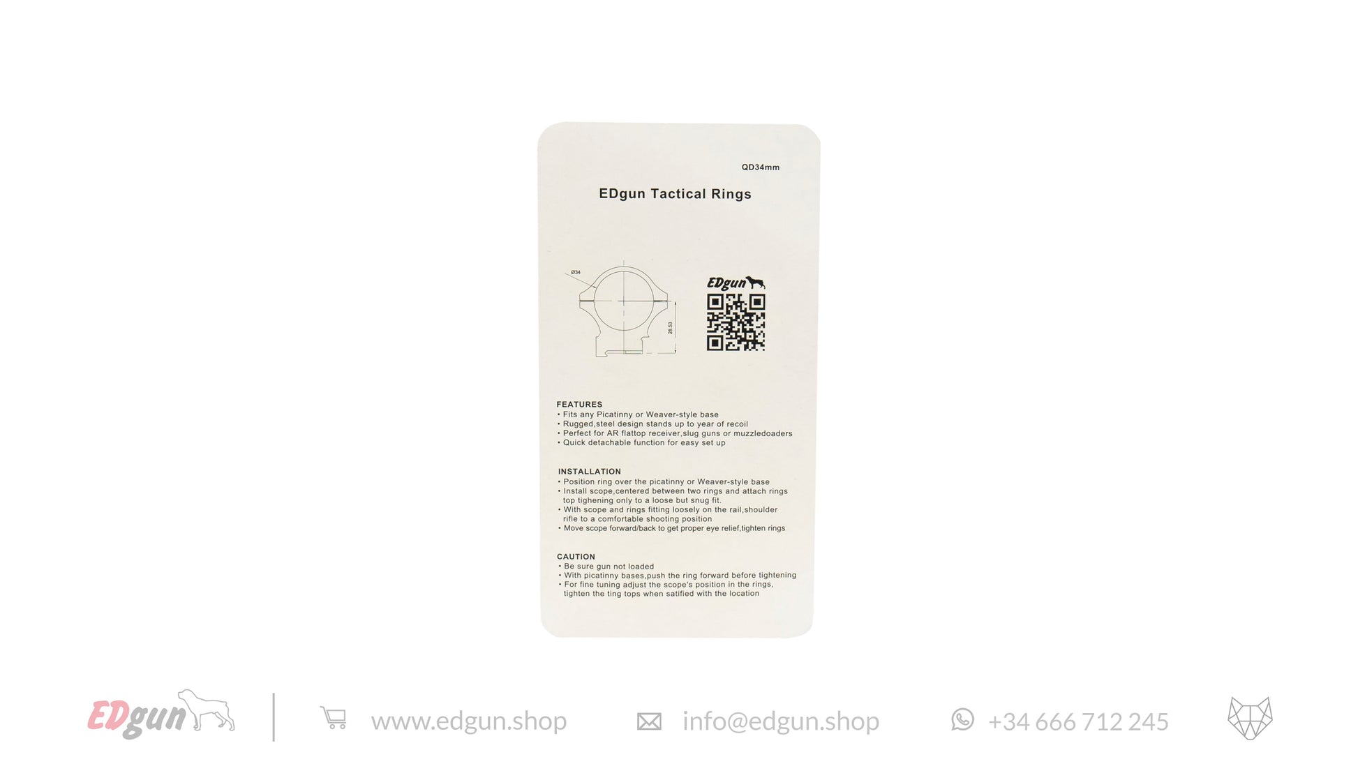 EDgun Tactical Match Rings 34mm Picatinny information