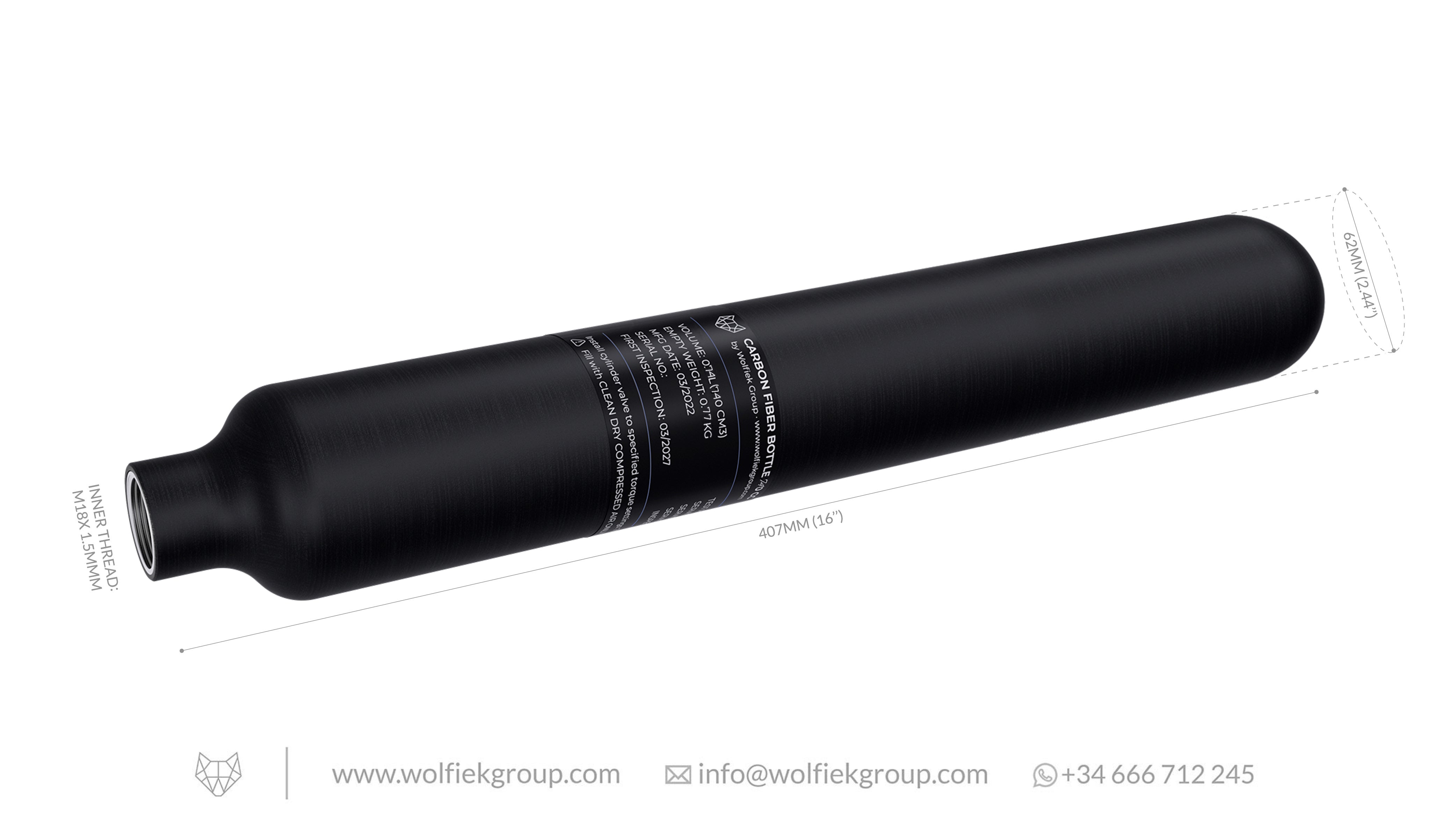 Carbon Fiber Bottle 740cc side view