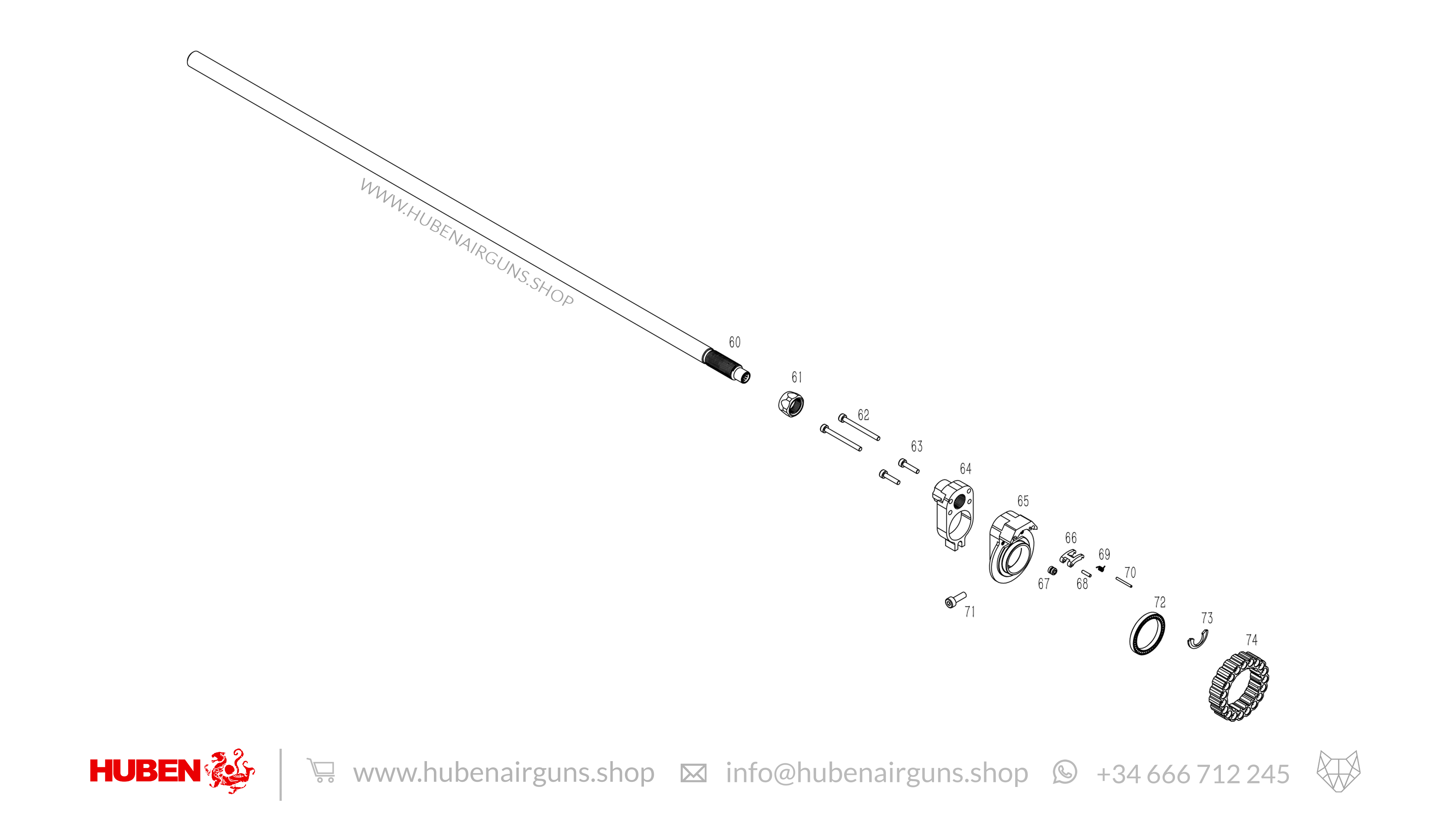Spare parts Huben K1 Diagram 3 · Barrel + Magazine - HUBEN AIRGUNS SHOP