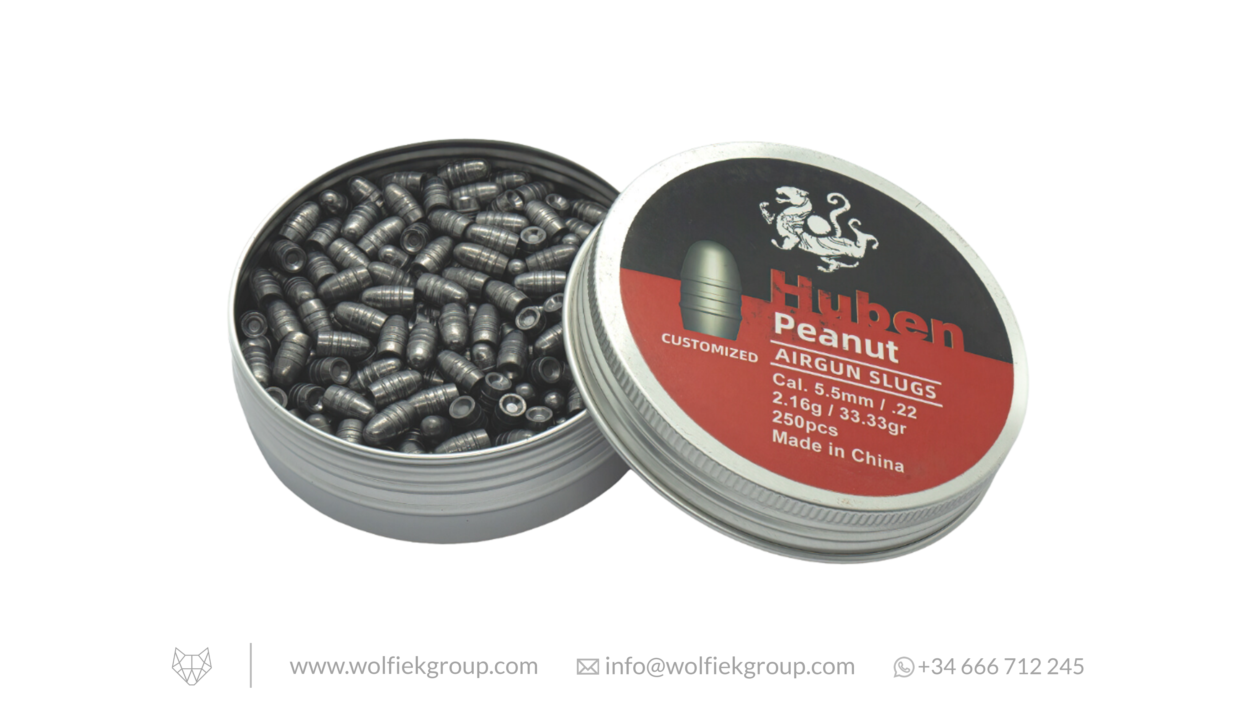 Balas para pistola de aire comprimido Huben Peanut, calibre .22 (5,5 mm) | 2,16 g (33,33 g)