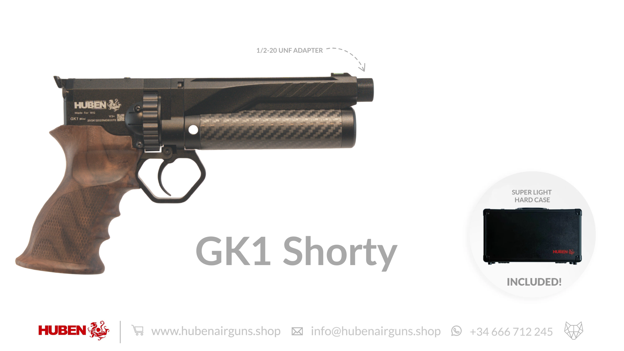 Huben GK1 Mini Air Pistol (aka Shorty) - Cal .30 (7.62mm) - Pre-Order