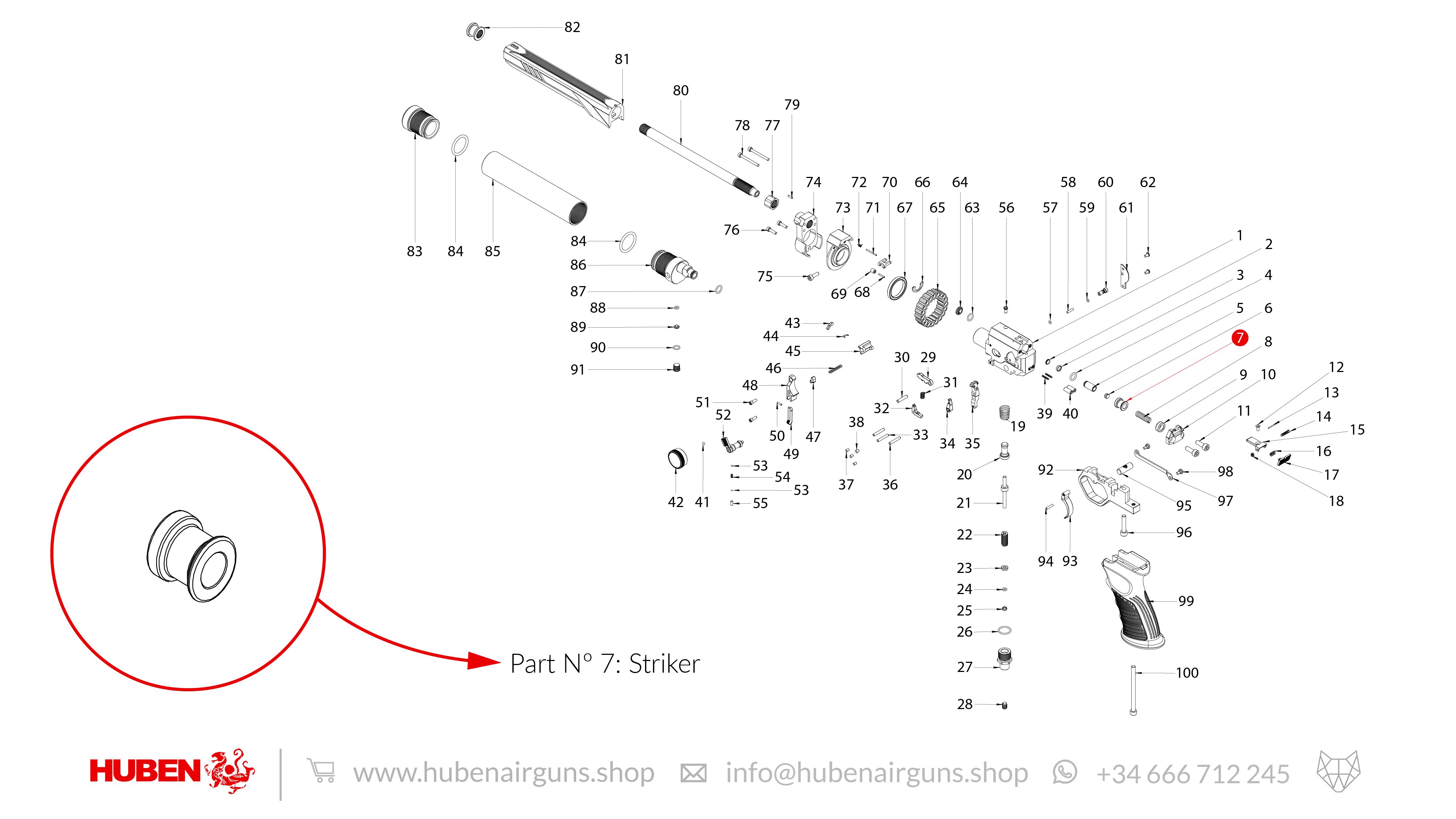 Spare Parts for Huben GK1 Air Pistol