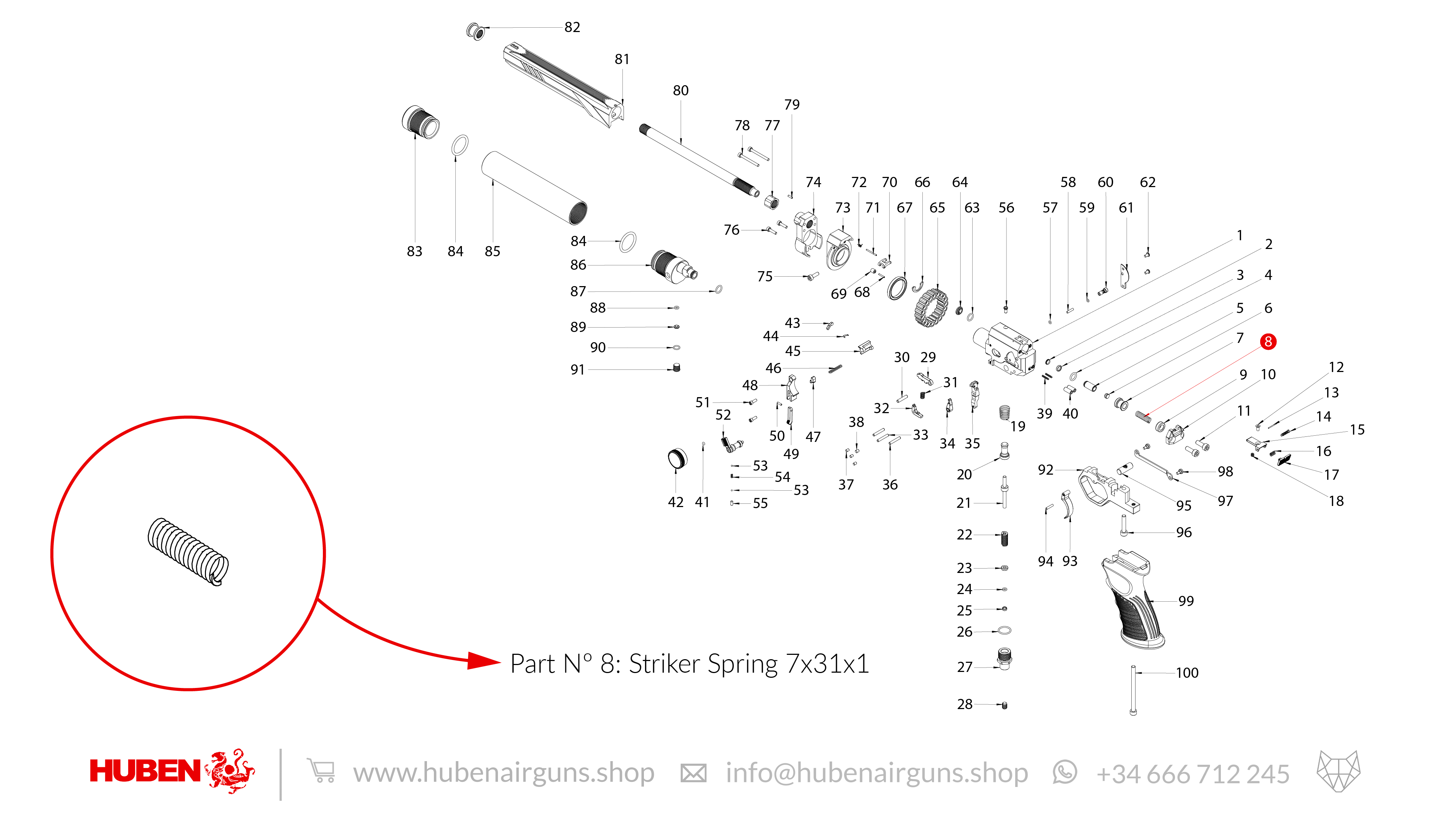 Spare Parts for Huben GK1 Air Pistol