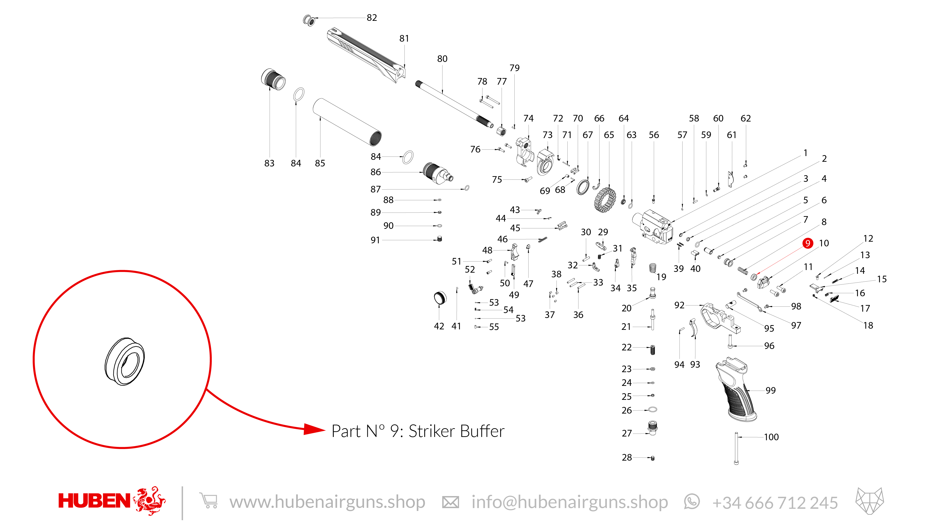 Spare Parts for Huben GK1 Air Pistol