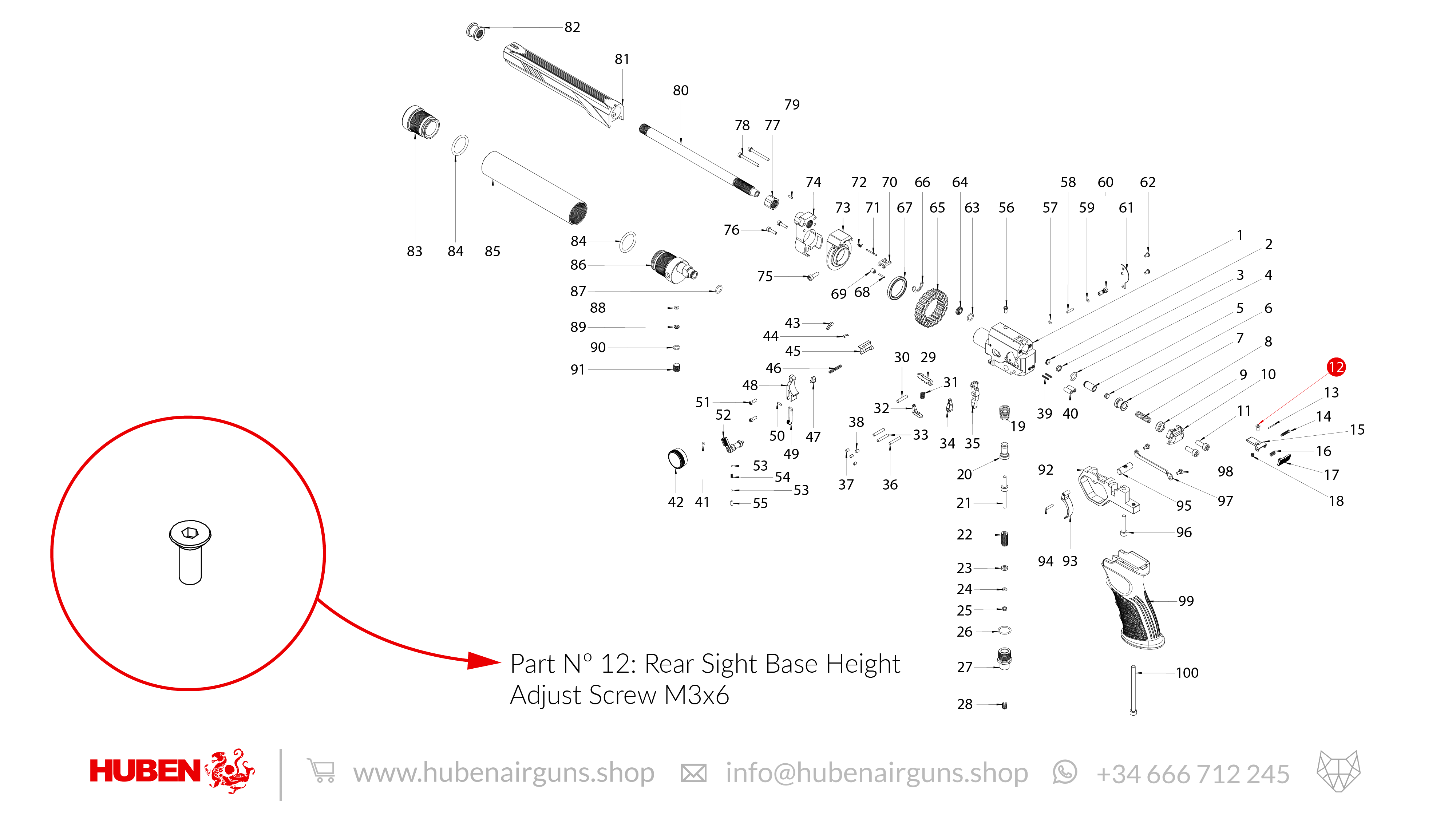 Spare Parts for Huben GK1 Air Pistol