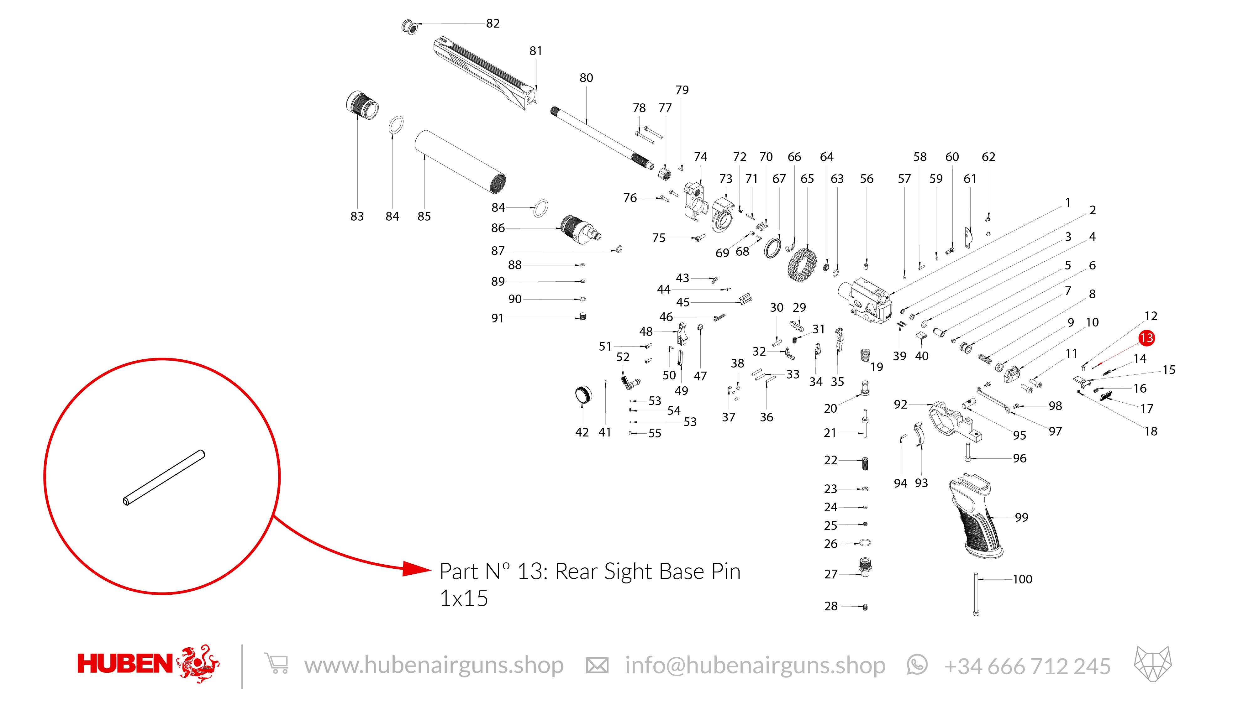Spare Parts for Huben GK1 Air Pistol