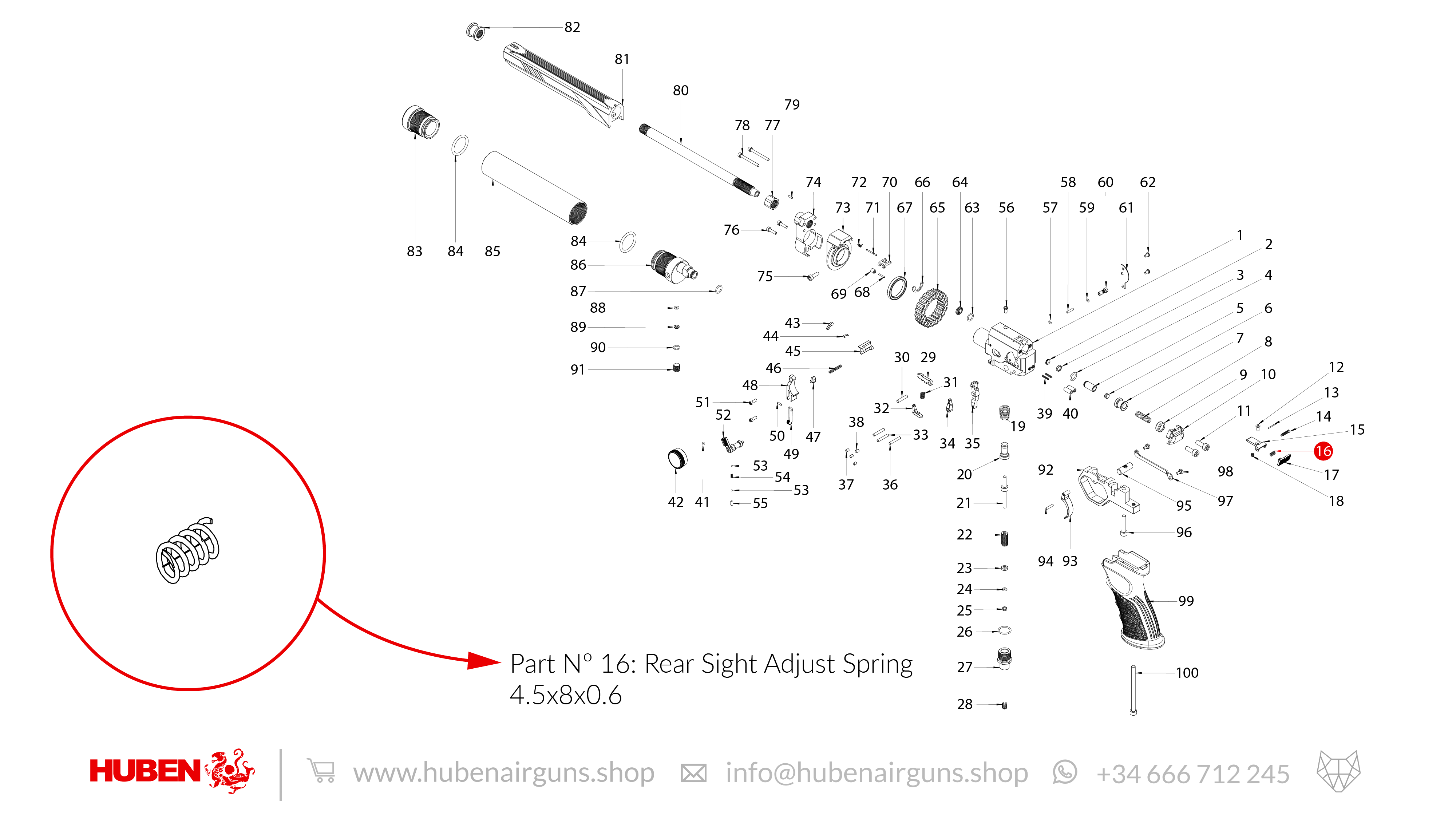 Spare Parts for Huben GK1 Air Pistol