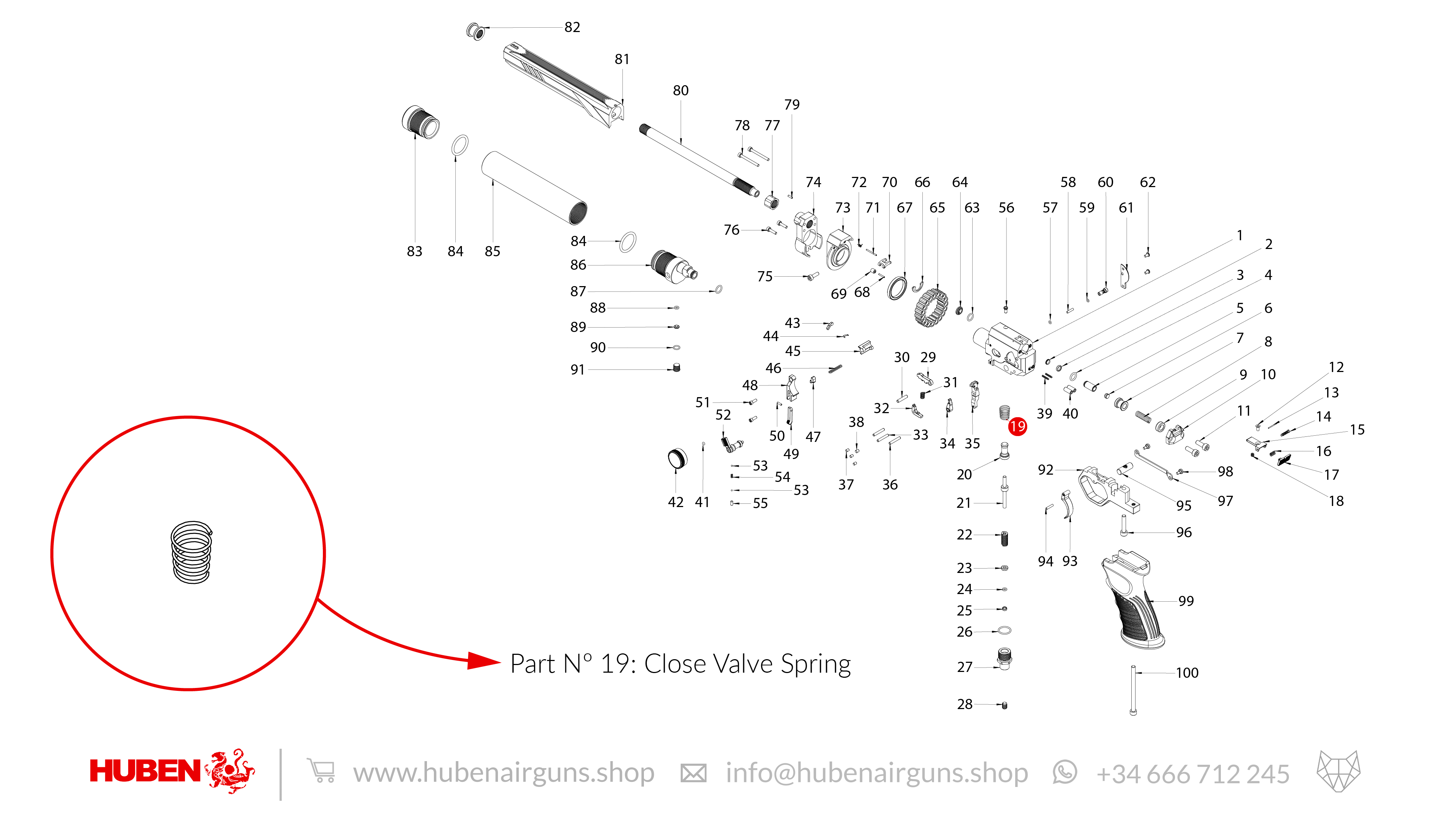 Spare Parts for Huben GK1 Air Pistol