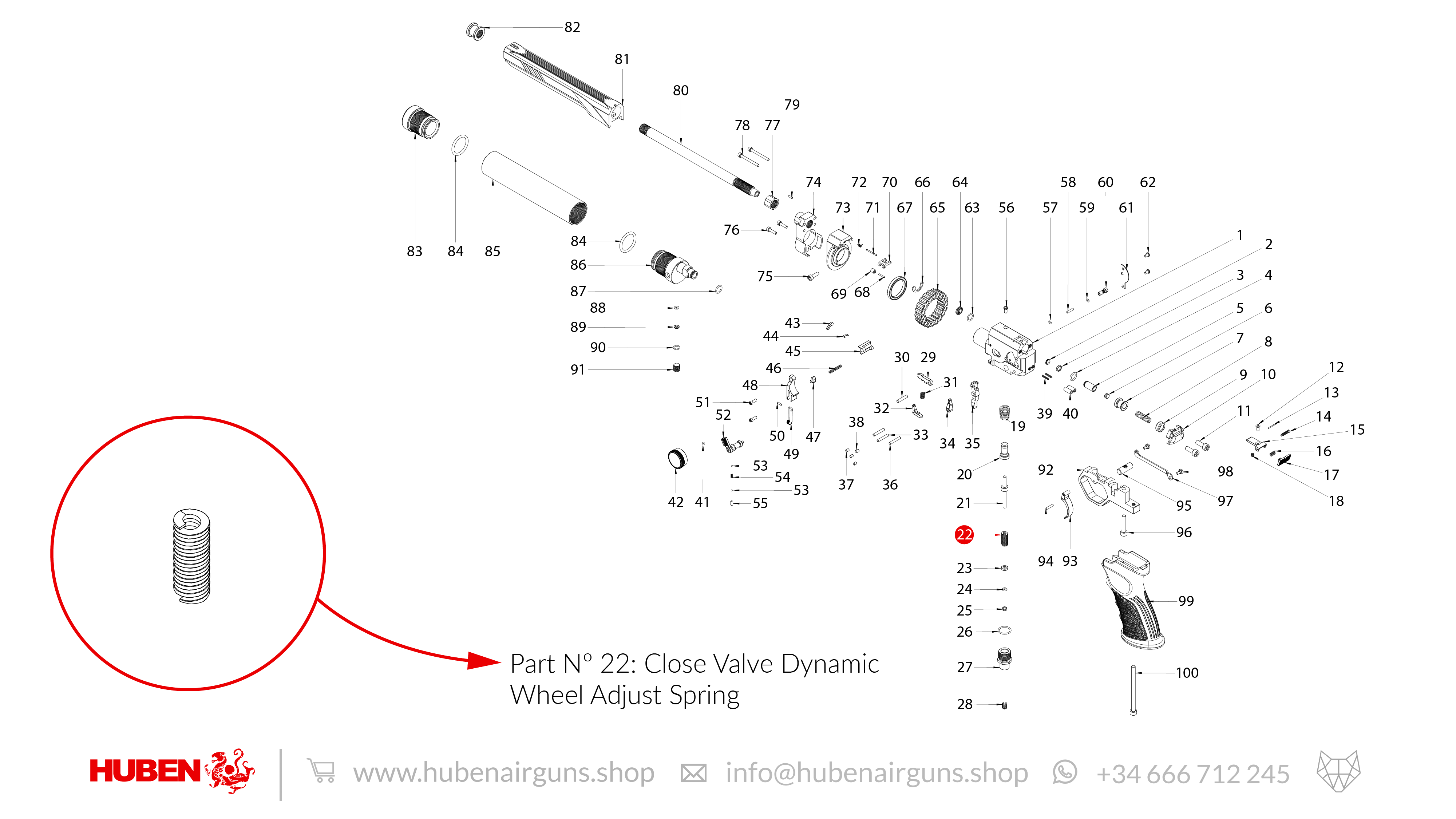 Spare Parts for Huben GK1 Air Pistol
