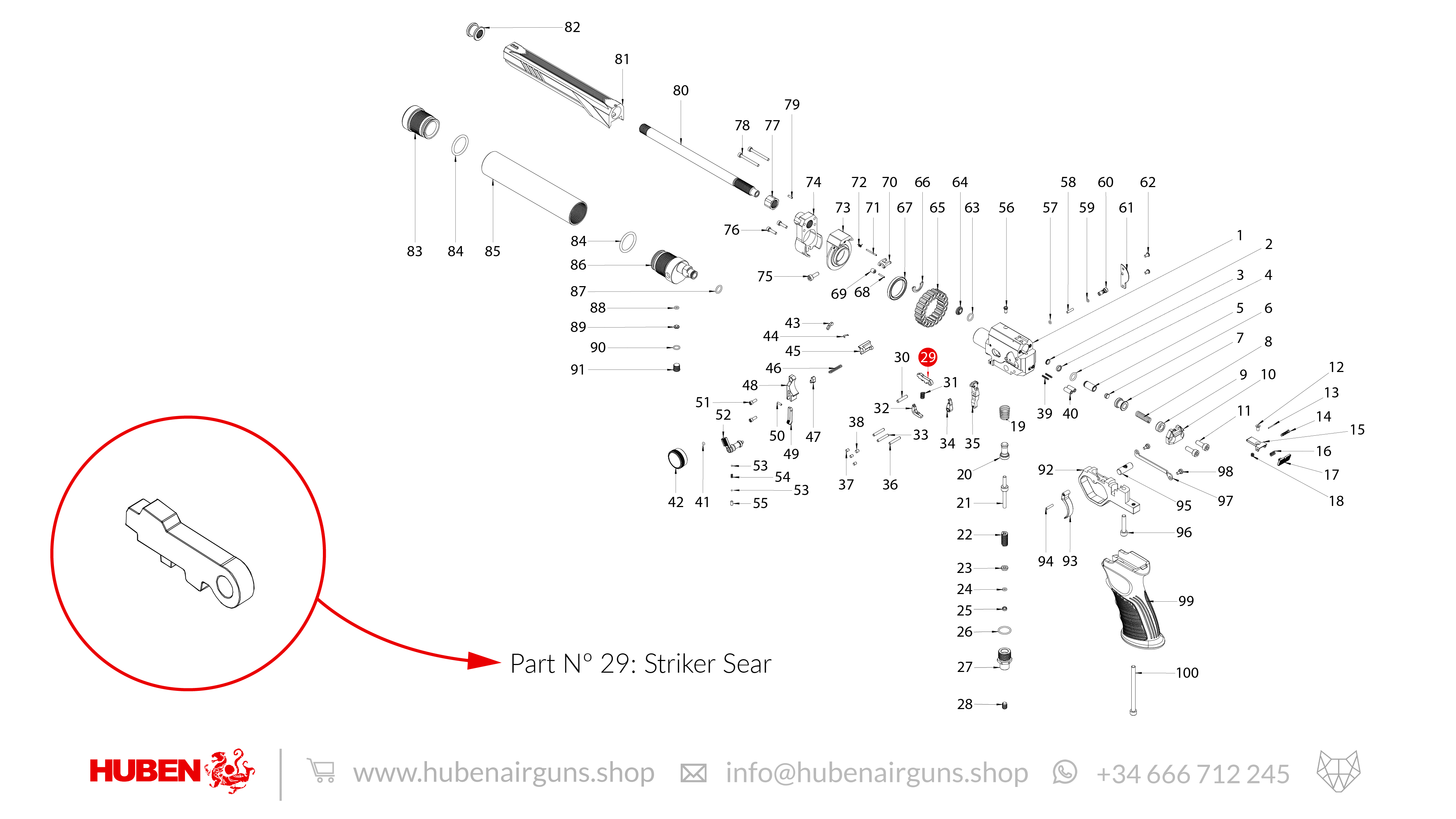 Spare Parts for Huben GK1 Air Pistol