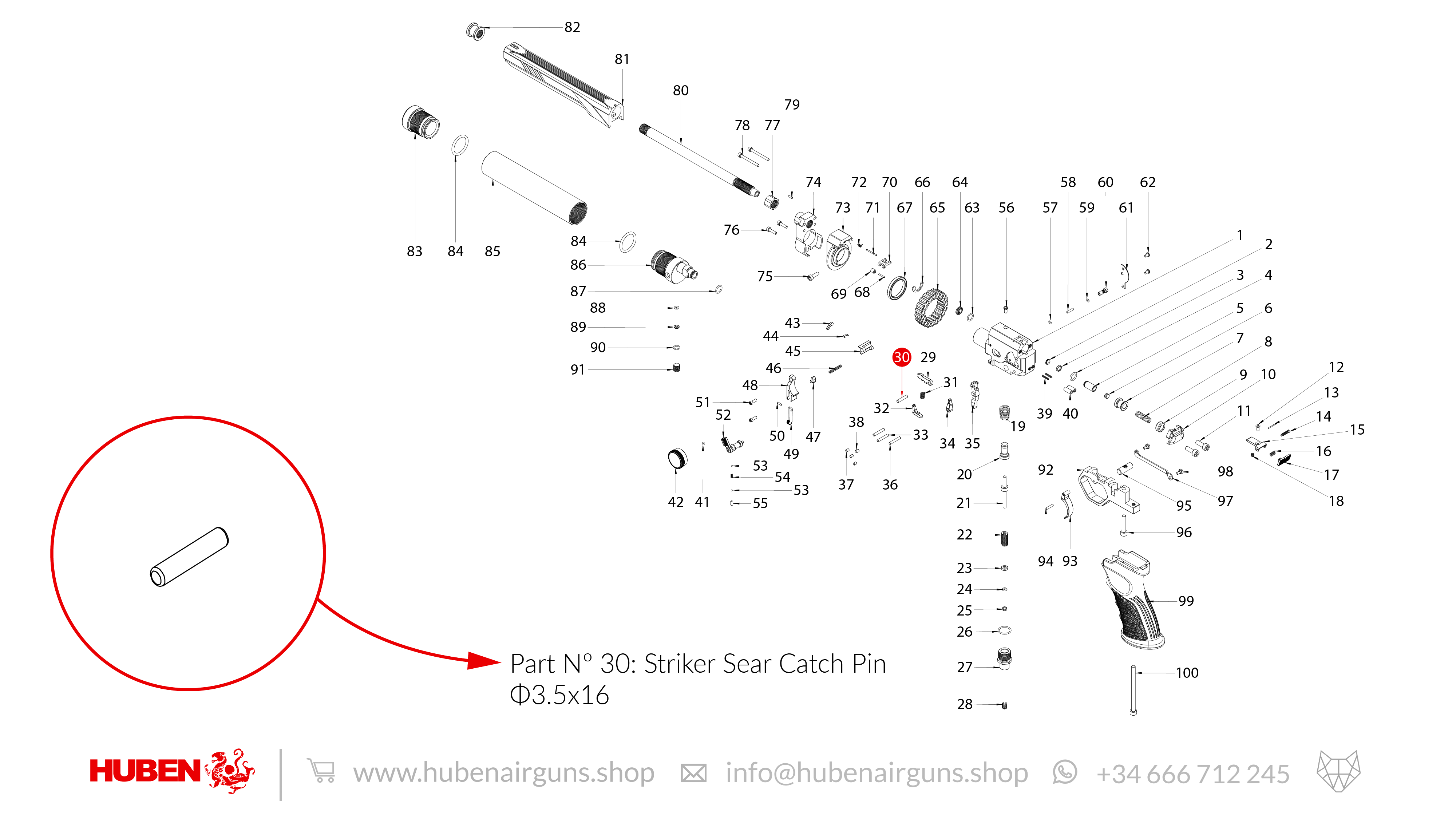 Spare Parts for Huben GK1 Air Pistol