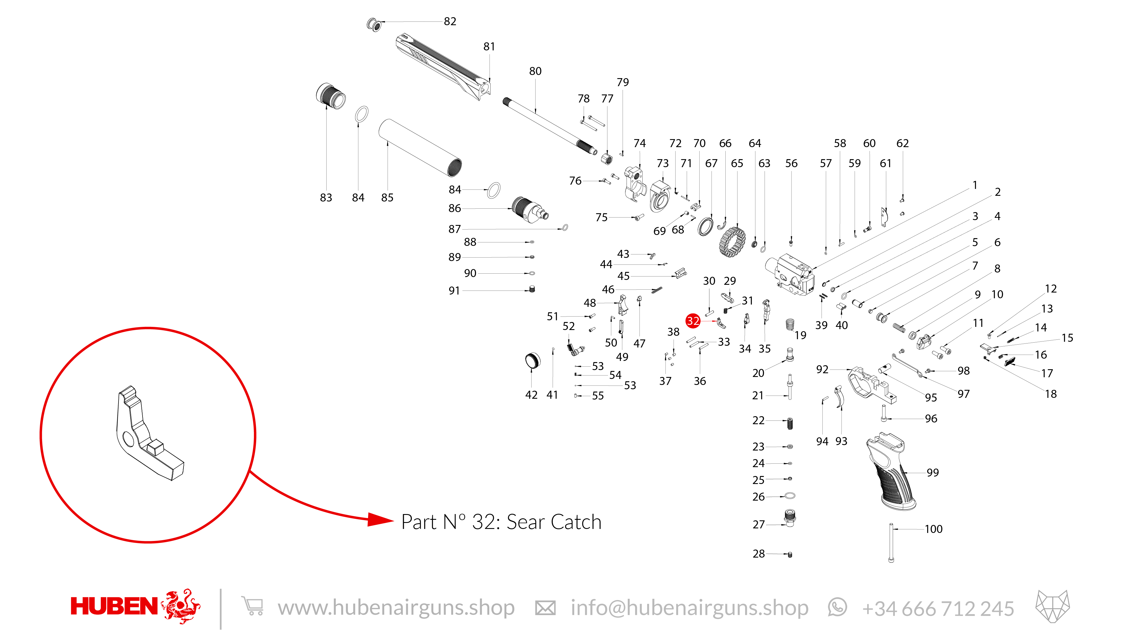 Spare Parts for Huben GK1 Air Pistol