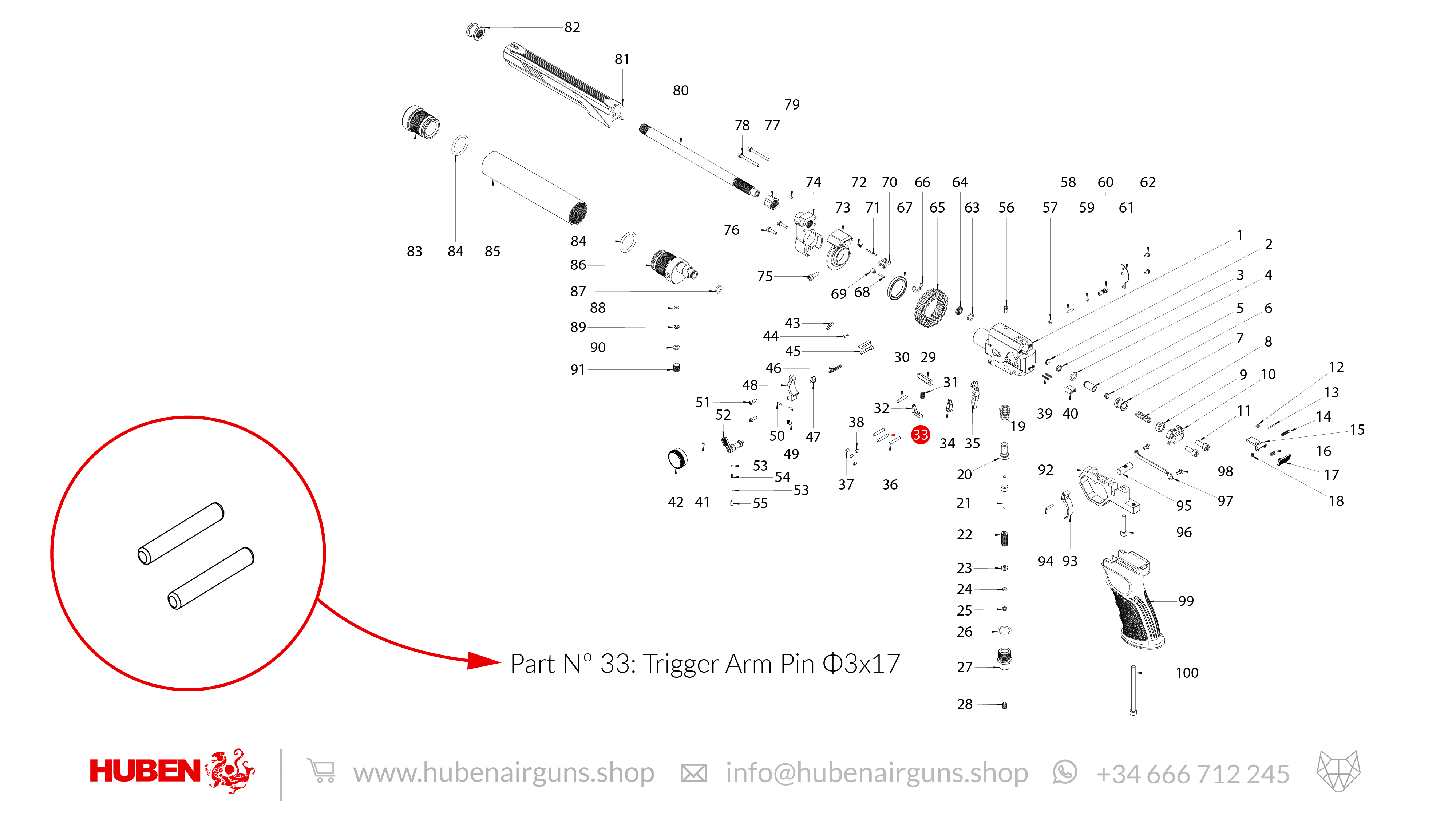 Spare Parts for Huben GK1 Air Pistol