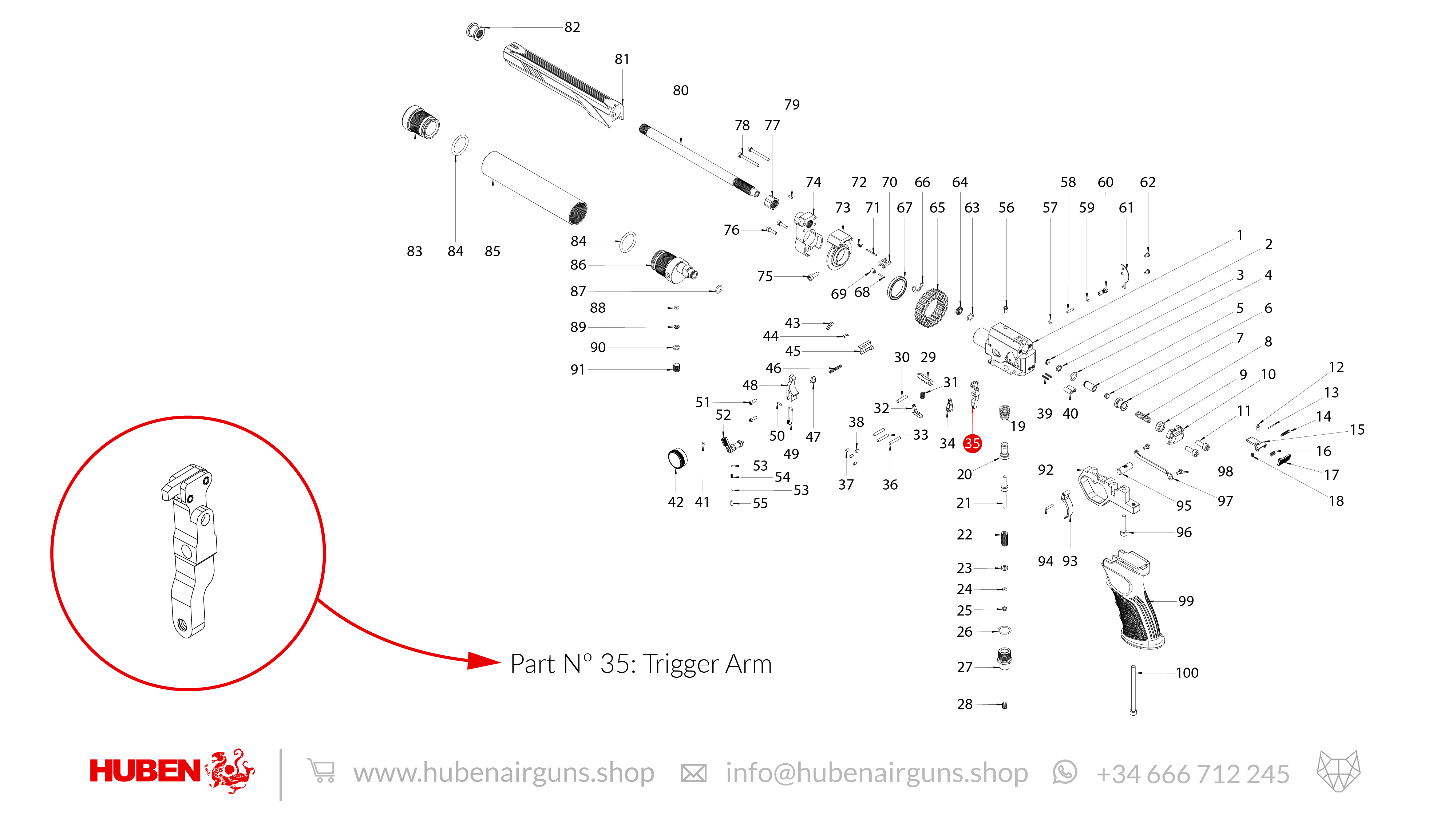 Spare Parts for Huben GK1 Air Pistol