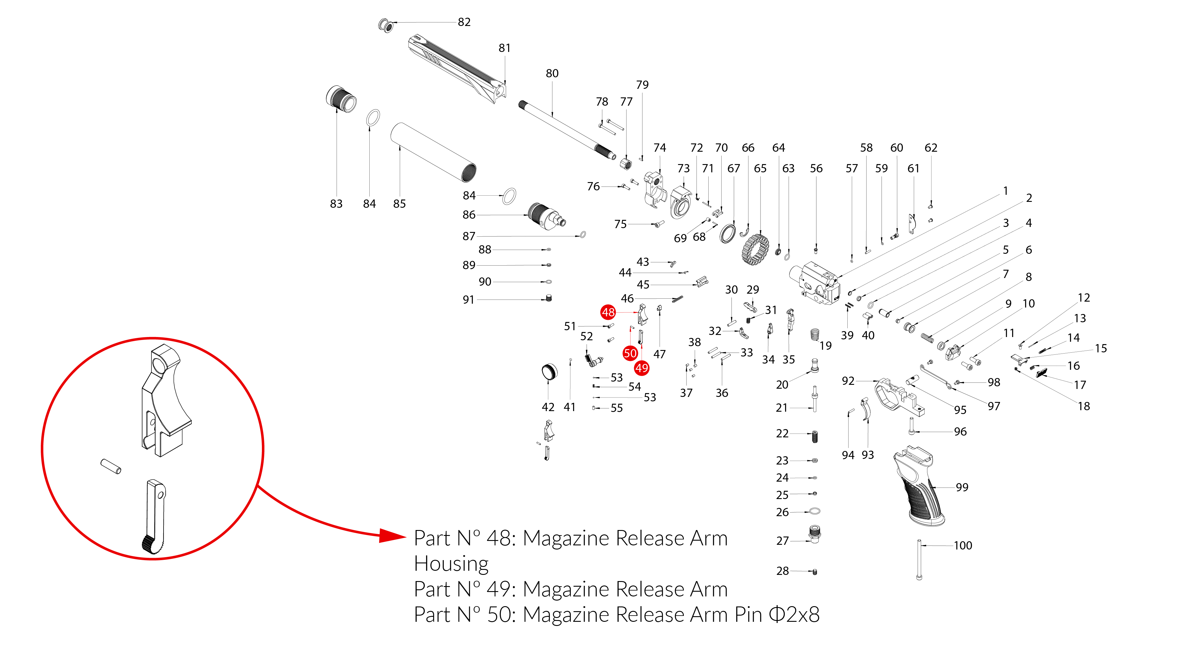 Spare Parts for Huben GK1 Air Pistol