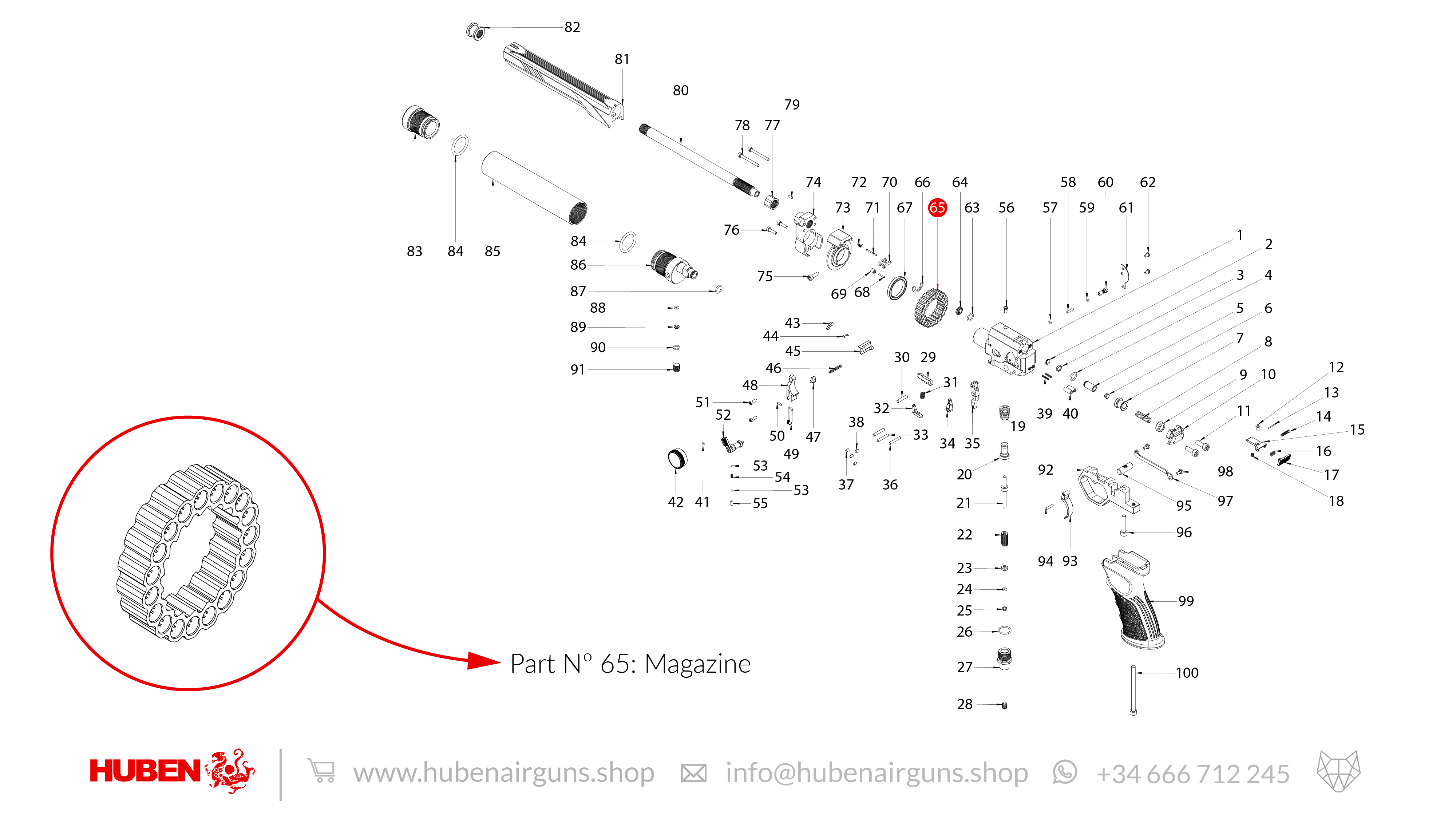 Spare Parts for Huben GK1 Air Pistol