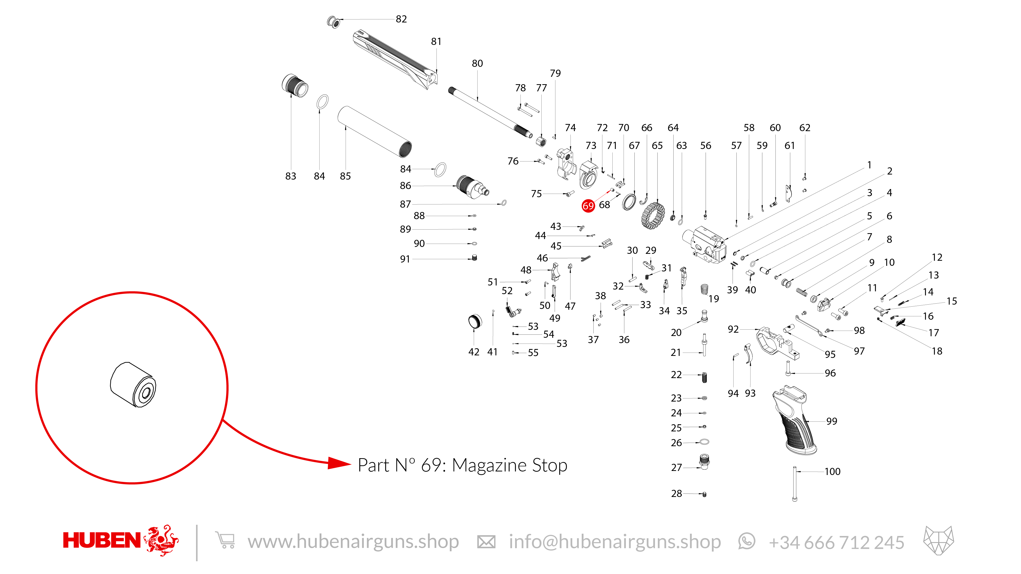 Spare Parts for Huben GK1 Air Pistol