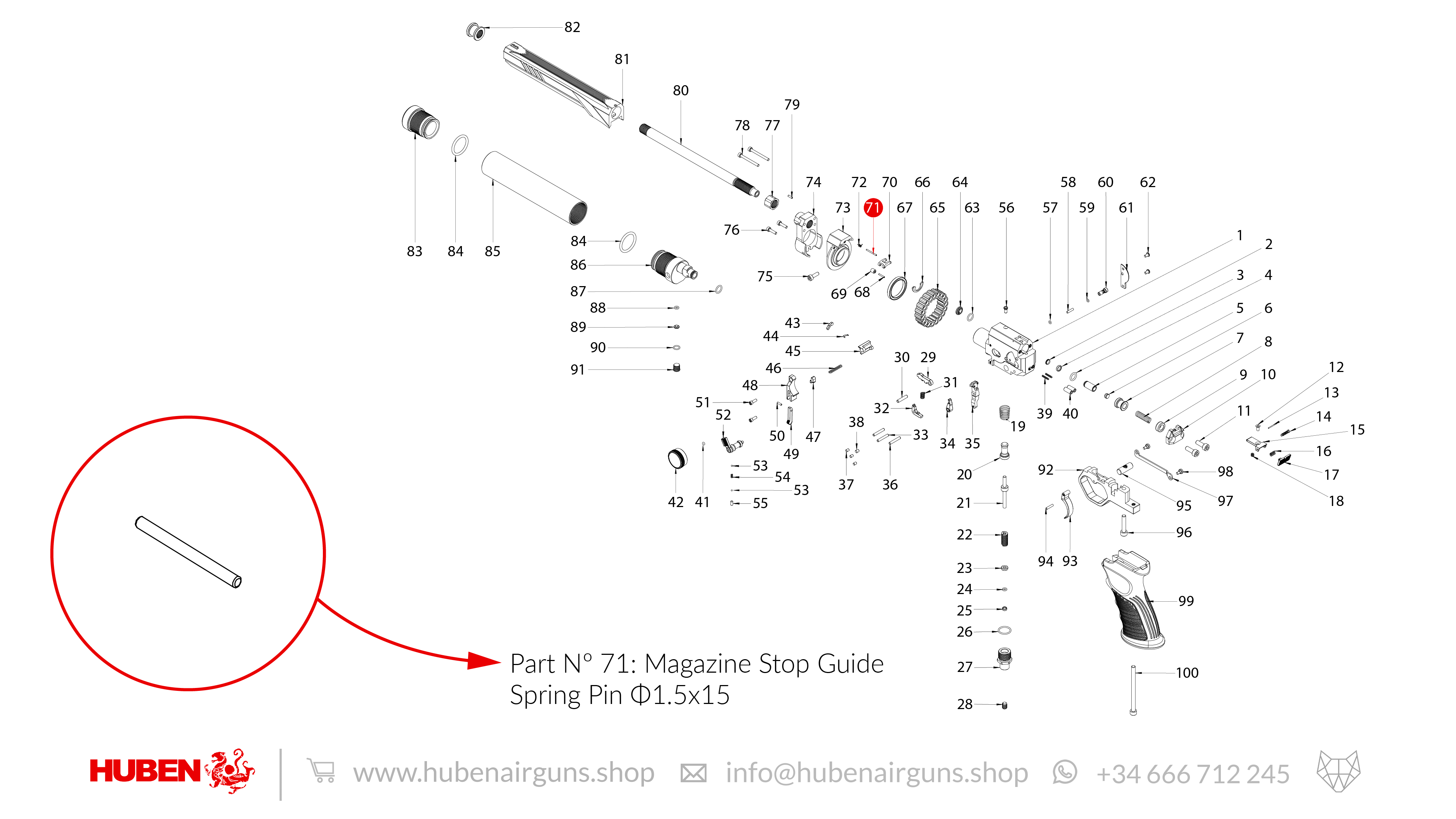 Spare Parts for Huben GK1 Air Pistol