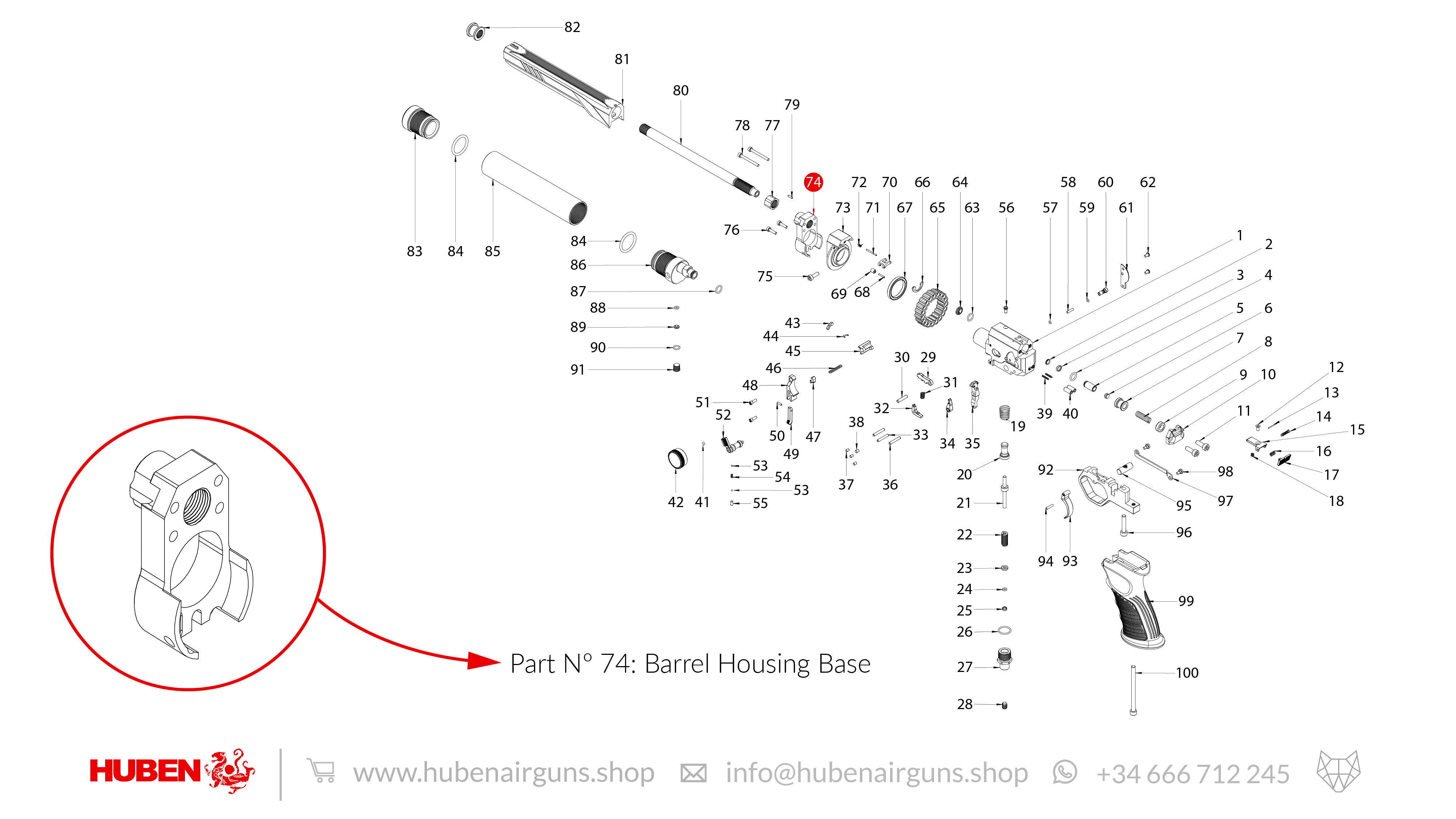 Spare Parts for Huben GK1 Air Pistol