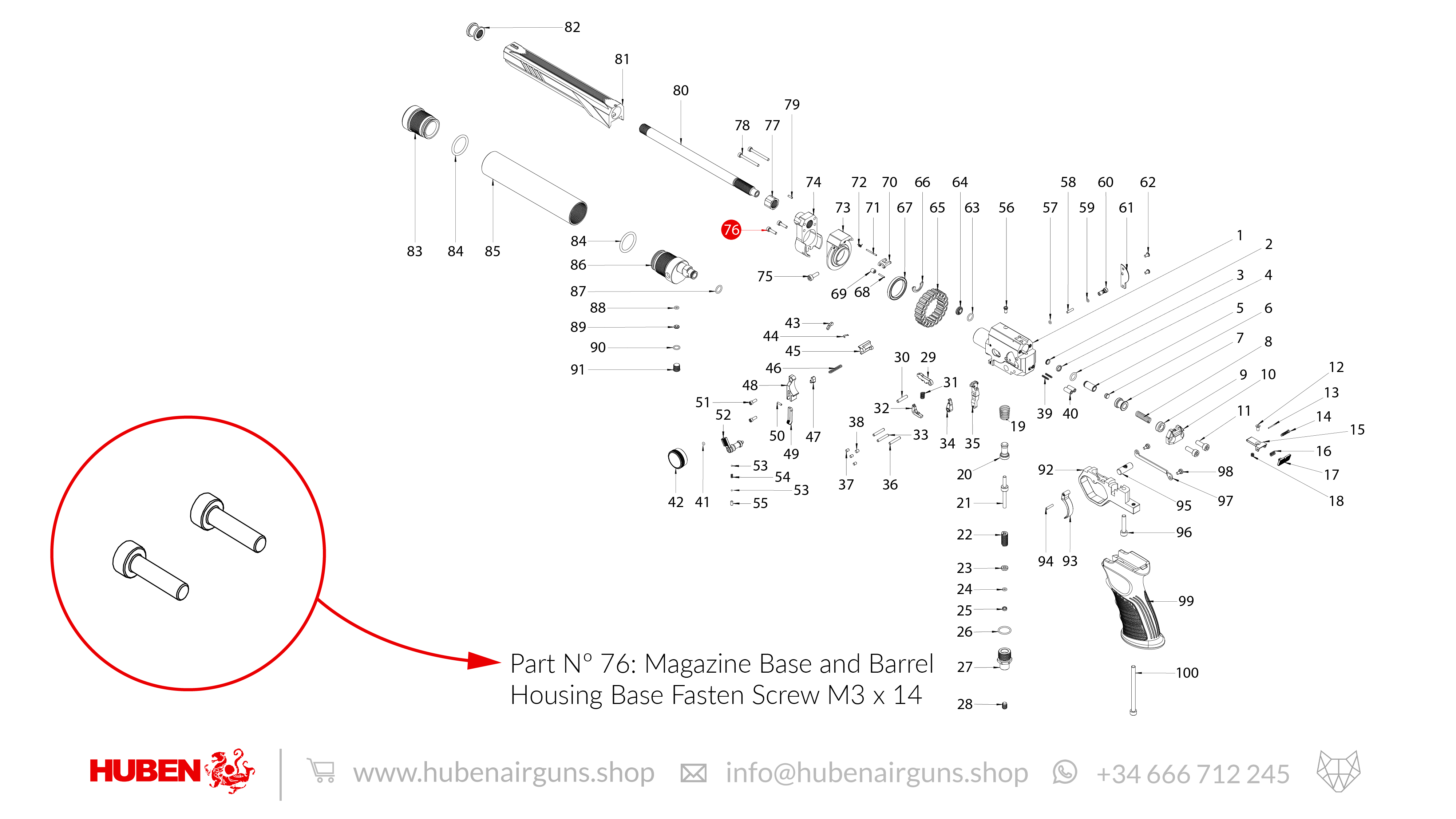 Spare Parts for Huben GK1 Air Pistol