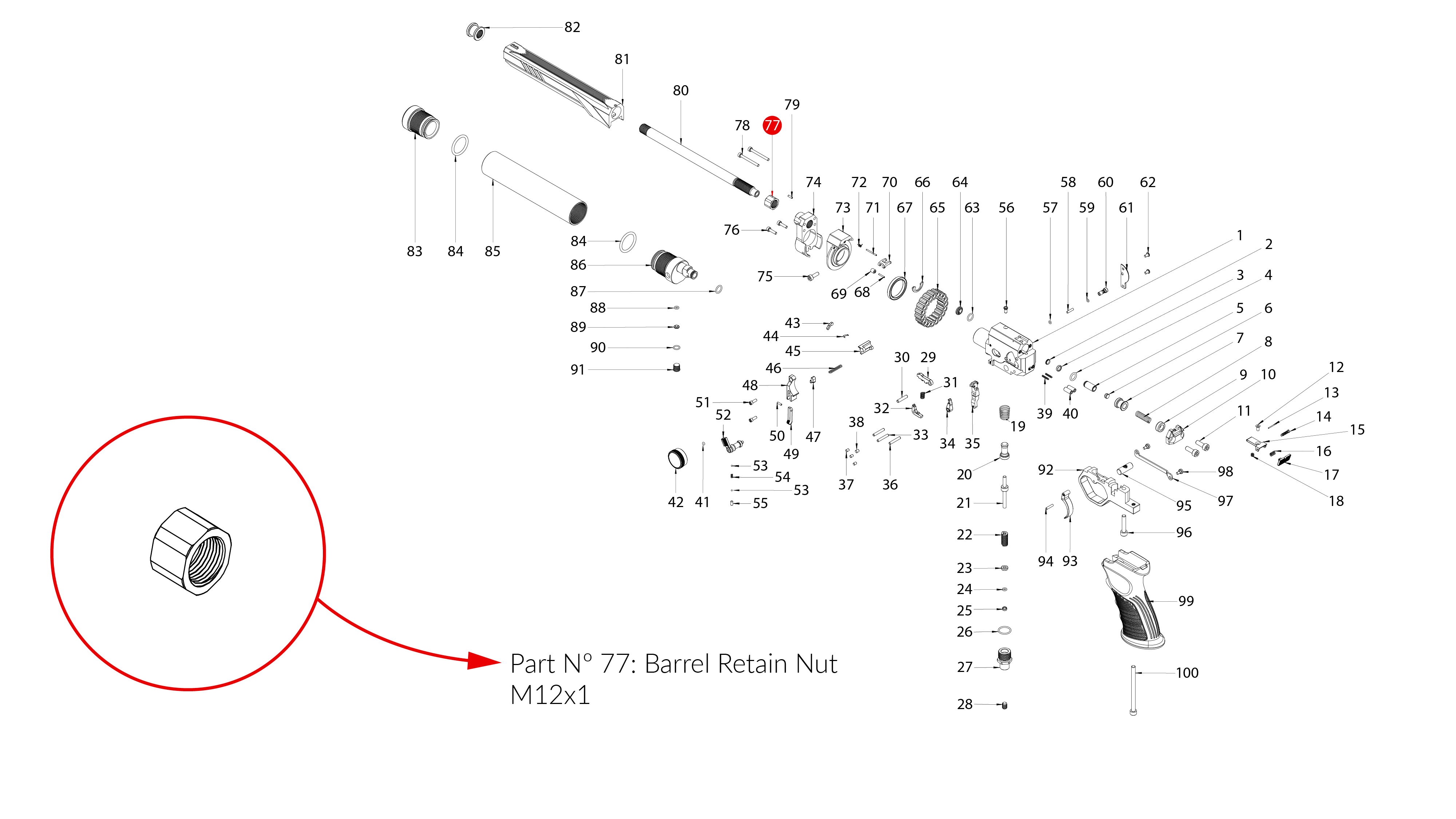 Spare Parts for Huben GK1 Air Pistol