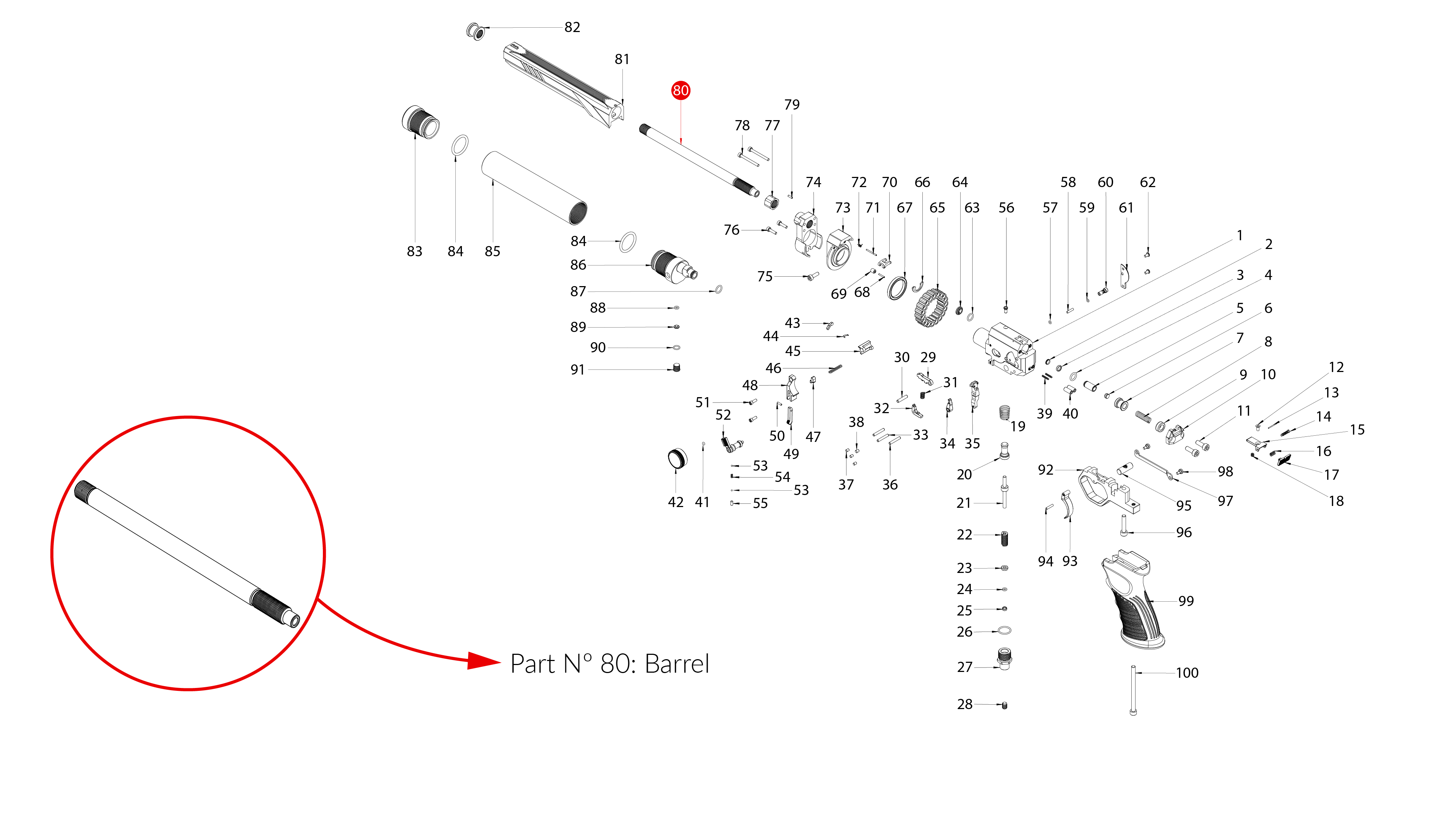 Spare Parts for Huben GK1 Air Pistol