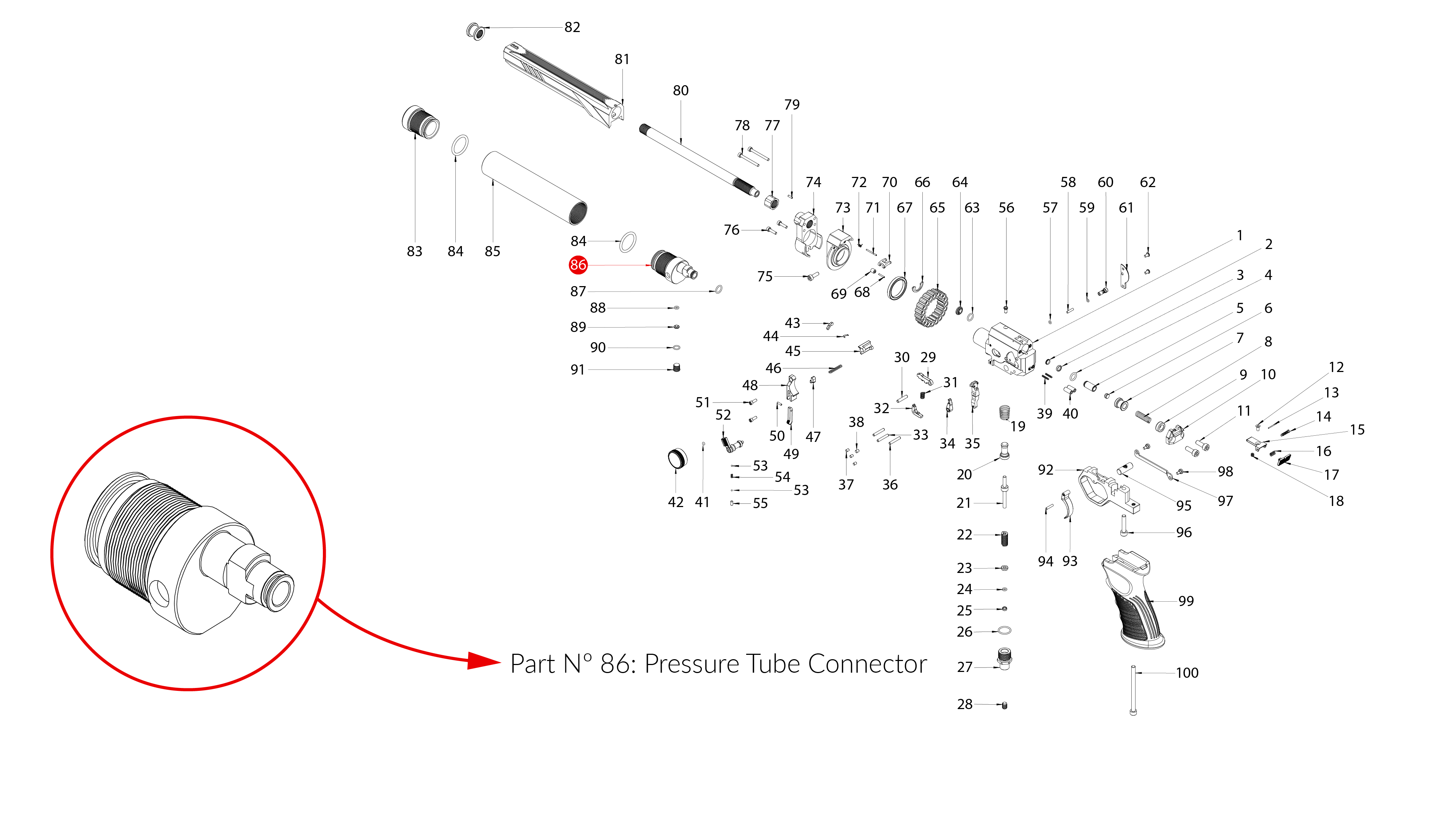 Spare Parts for Huben GK1 Air Pistol