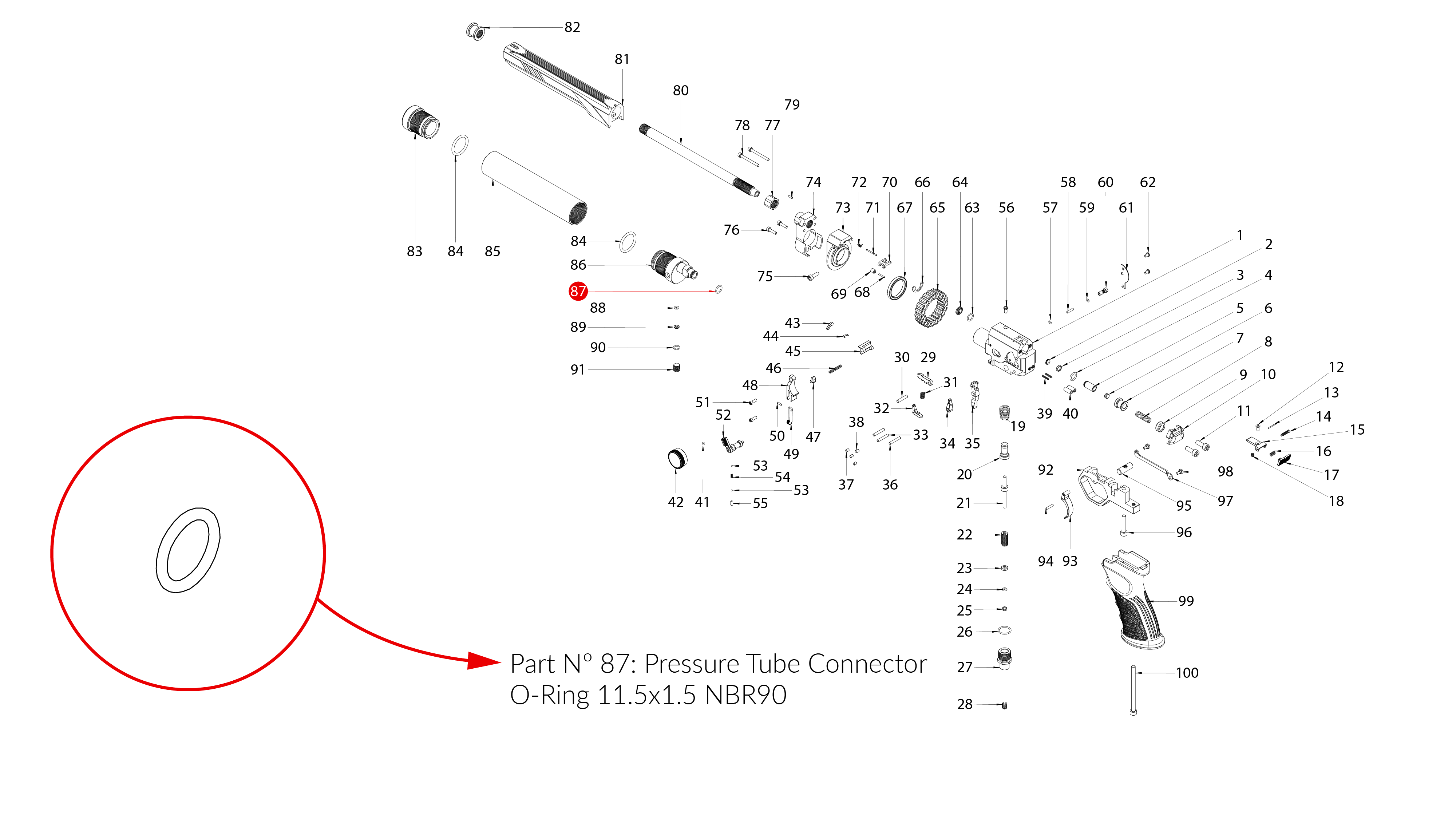Spare Parts for Huben GK1 Air Pistol