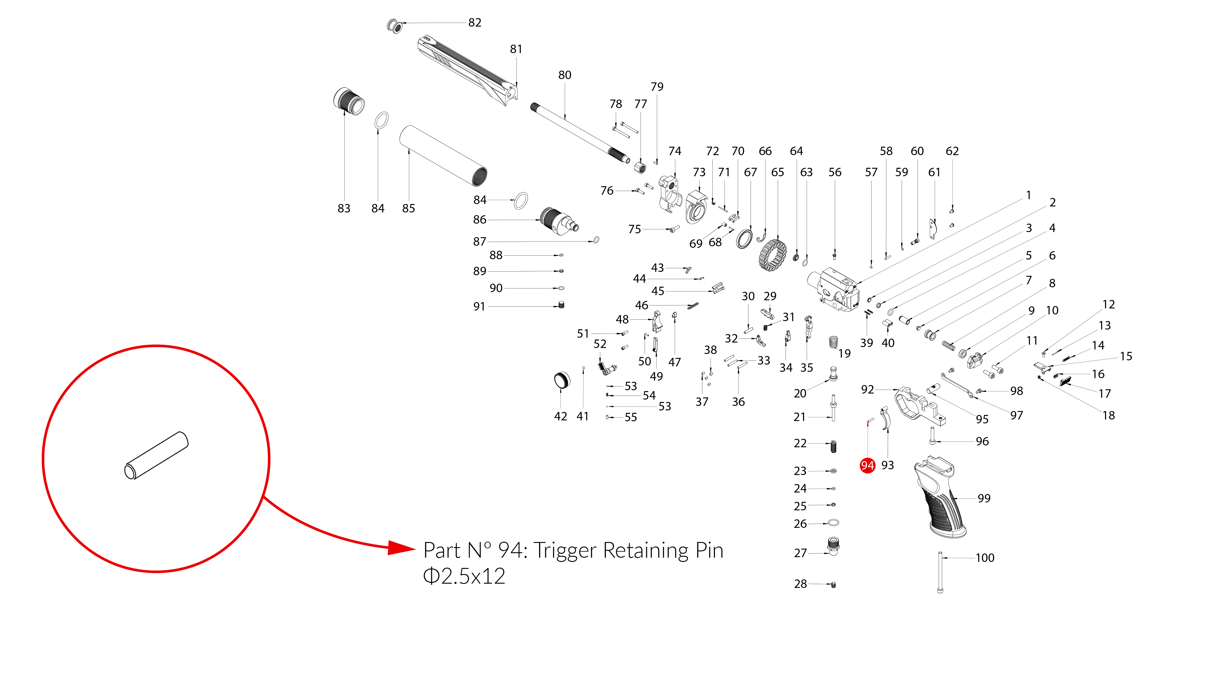 Spare Parts for Huben GK1 Air Pistol