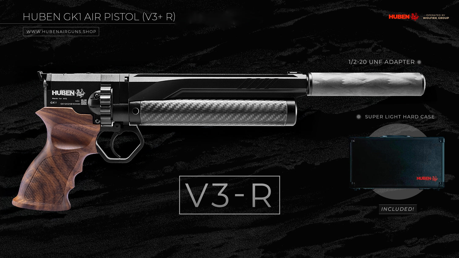 Huben GK1 Air Pistol (V3+ R) - Cal .30 (7.62mm) - Pre-Order