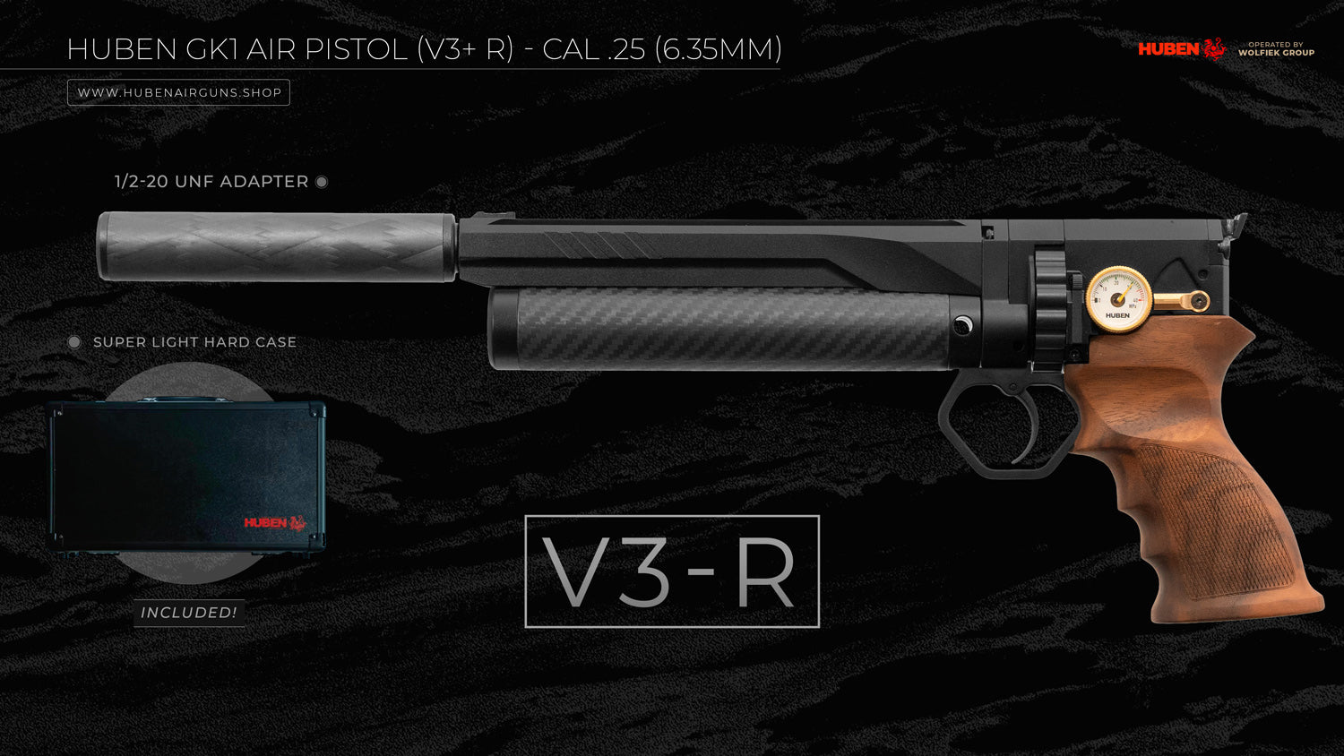 Pistola de aire comprimido Huben GK1 (V3+ R) - Cal .25 (6,35 mm)