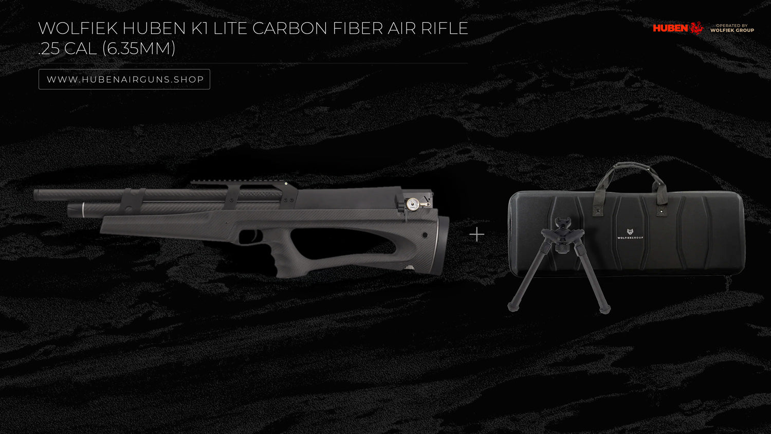 Wolfiek Huben K1 Lite Carbon Fiber Air Rifle - .25 Cal (6.35mm)