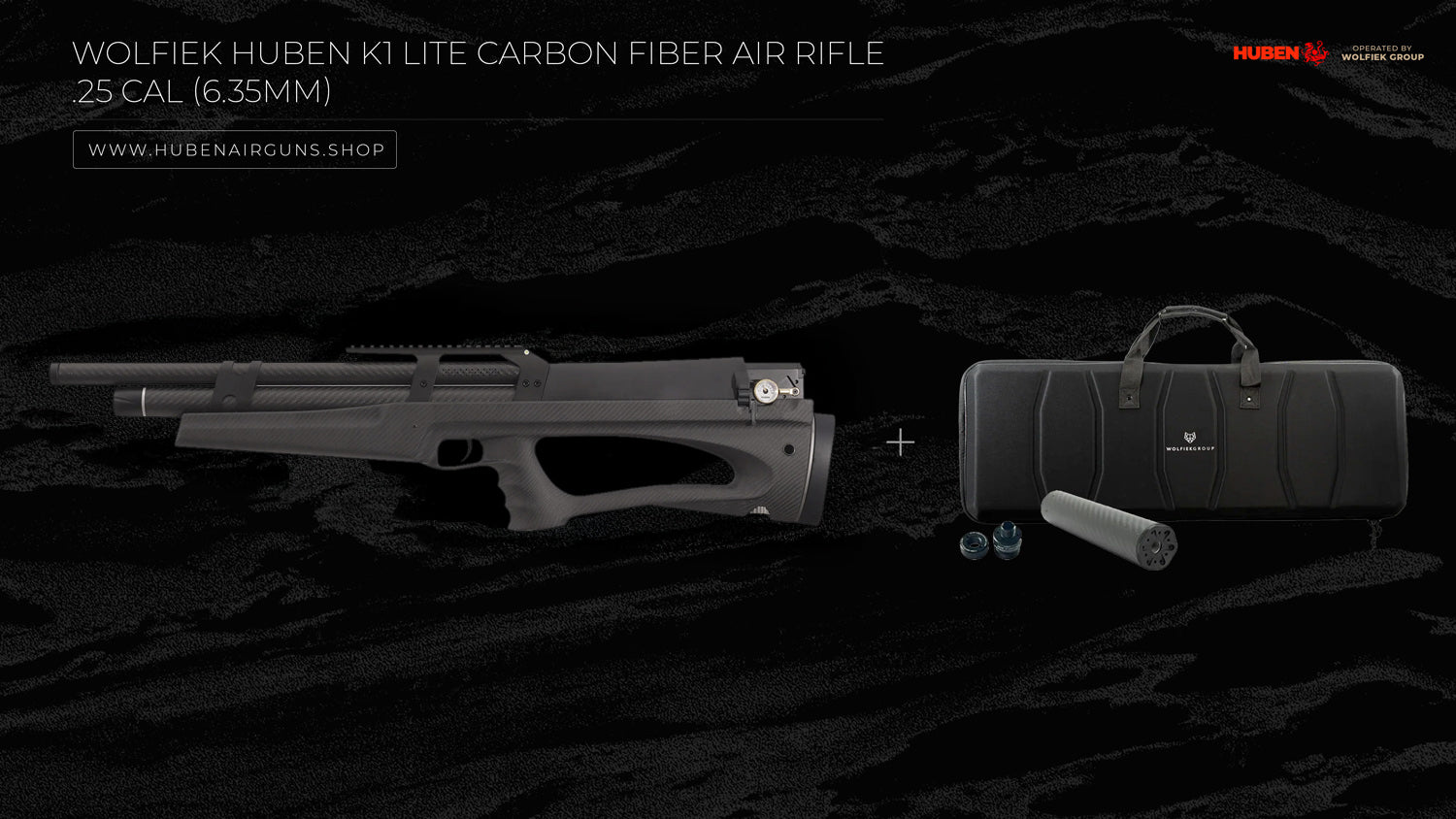 Wolfiek Huben K1 Lite Carbon Fiber Air Rifle - .25 Cal (6.35mm)