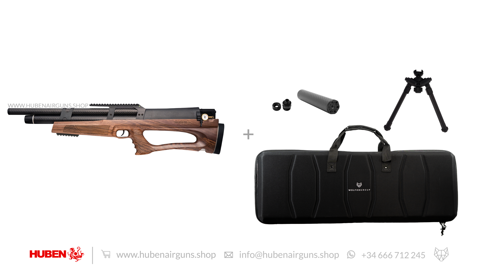 Huben K1 Special Edition Cal .22 (5.5 mm) with parts, case and bipod