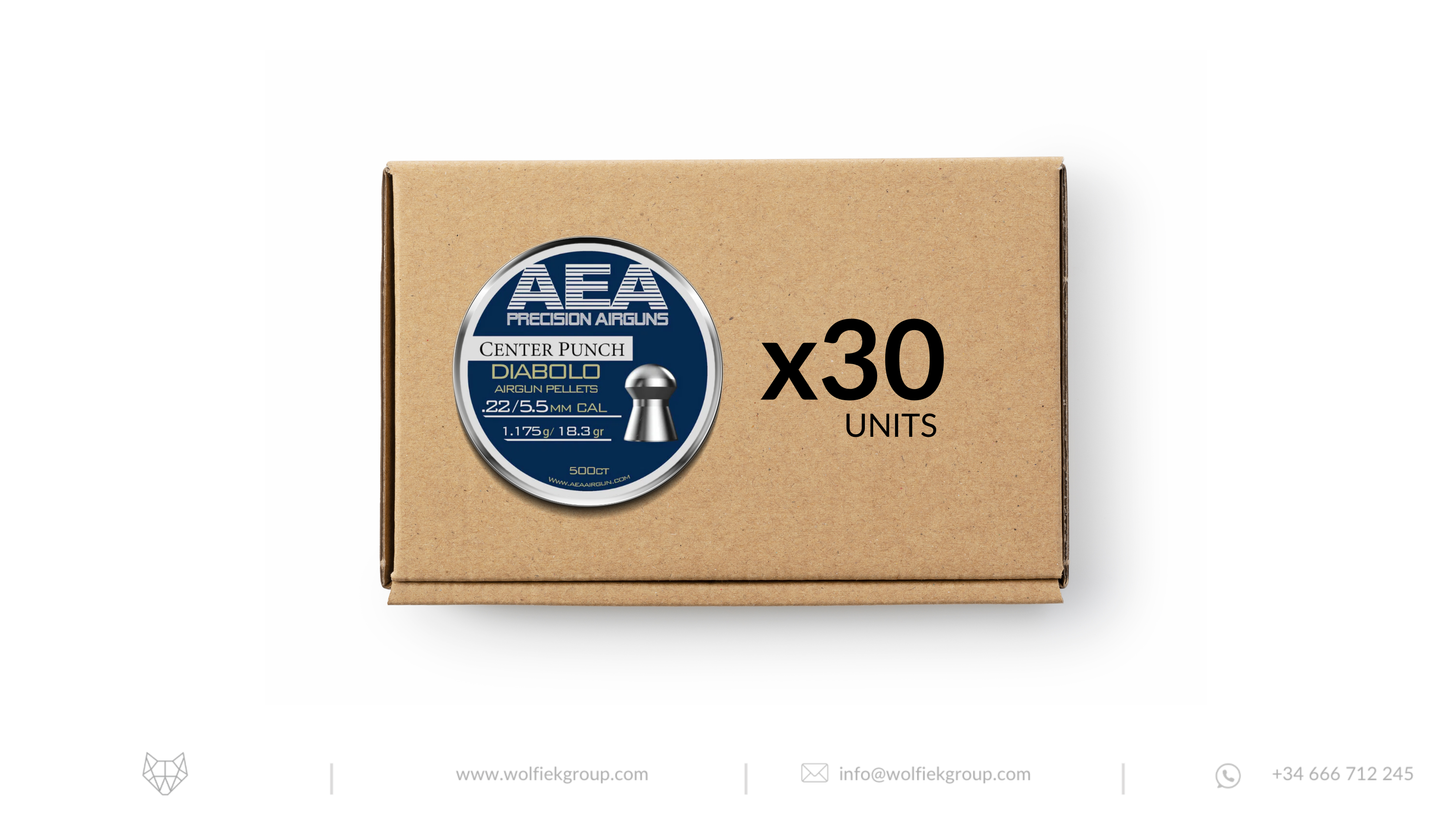 AEA Master Box Center Punch Diabolo Pellets - Cal .22 (5.5mm) | 1.175g (18.3gr)