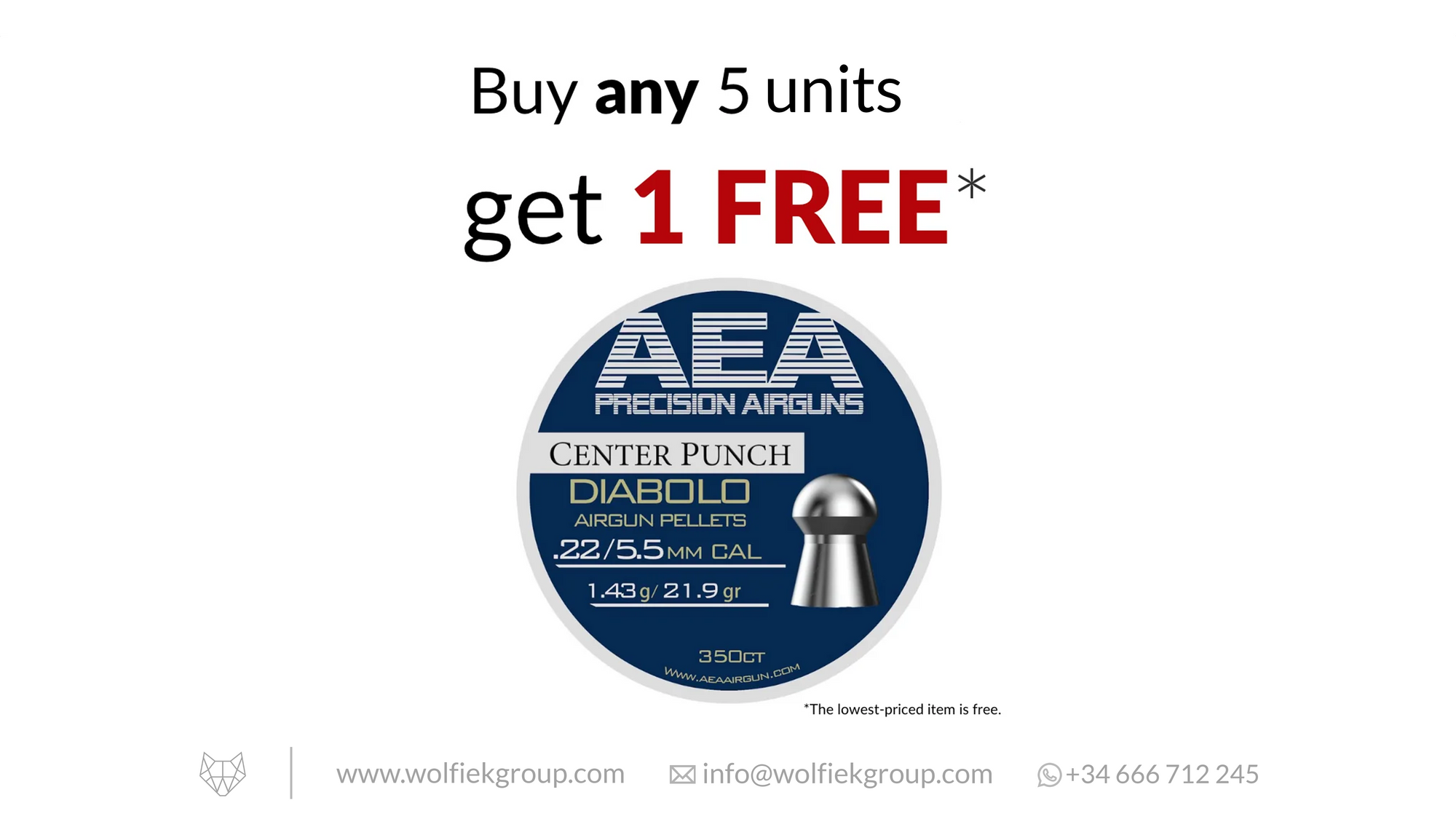 AEA · Center Punch Diabolo Pellets · Cal .22 (5.5mm) · Weight 1.43g (21.9gr)