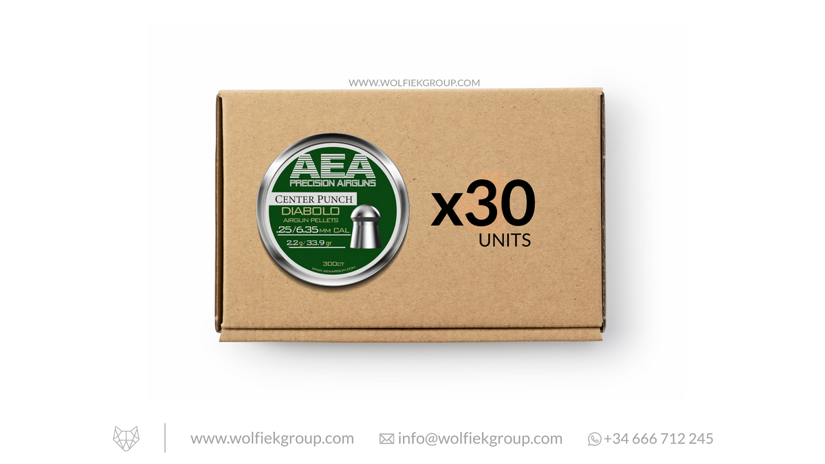 AEA · Master Box · Center Punch Diabolo Pellets · Cal .25 (6.35mm) · Weight 2.2g (33.9gr)