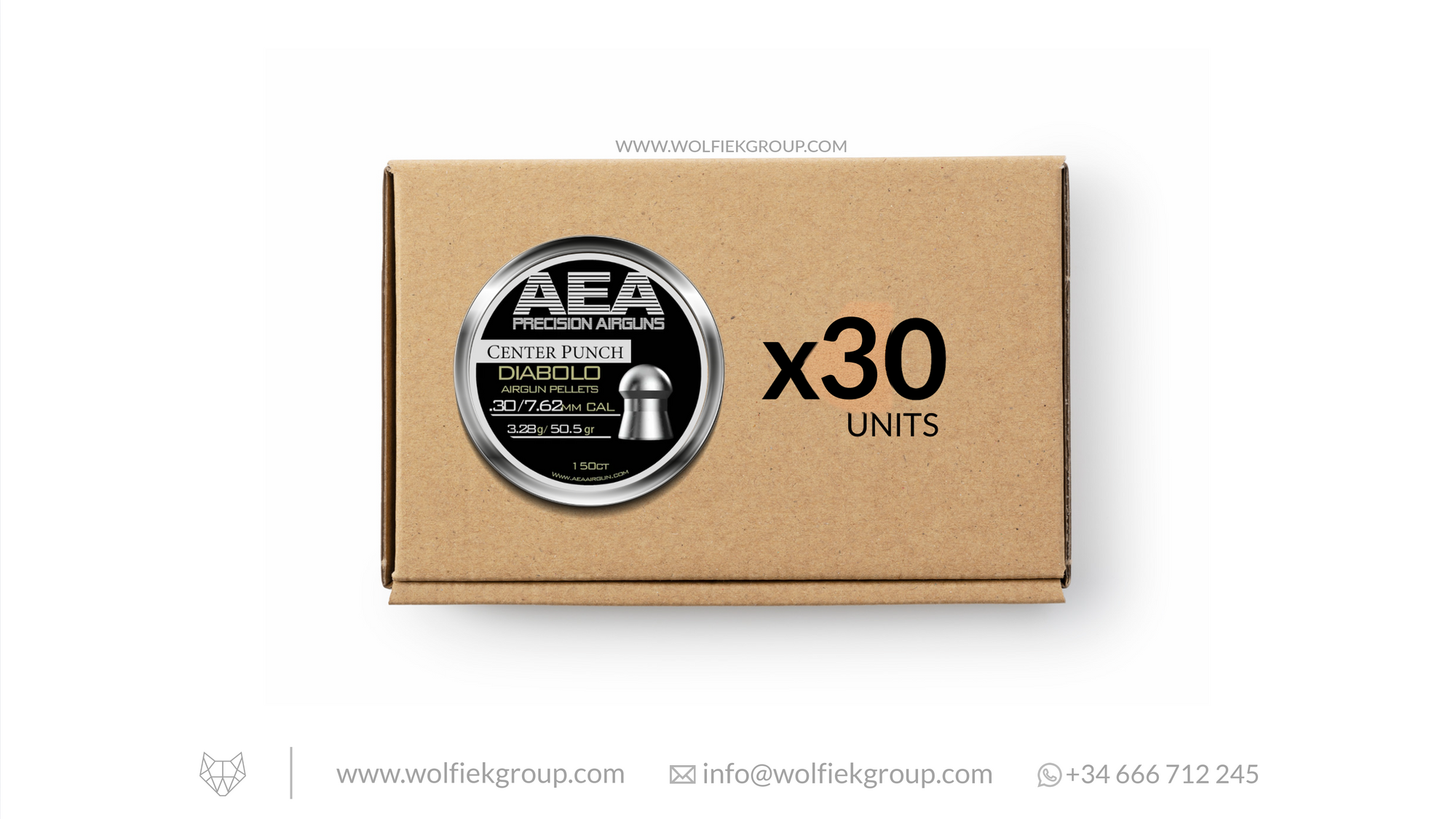 AEA · Master Box · Center Punch Diabolo Pellets · Cal .30 (7.62mm) · Weight 3.28g (50.5gr)