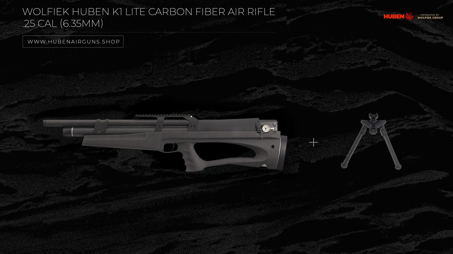 Wolfiek Huben K1 Lite Carbon Fiber Air Rifle - .25 Cal (6.35mm)