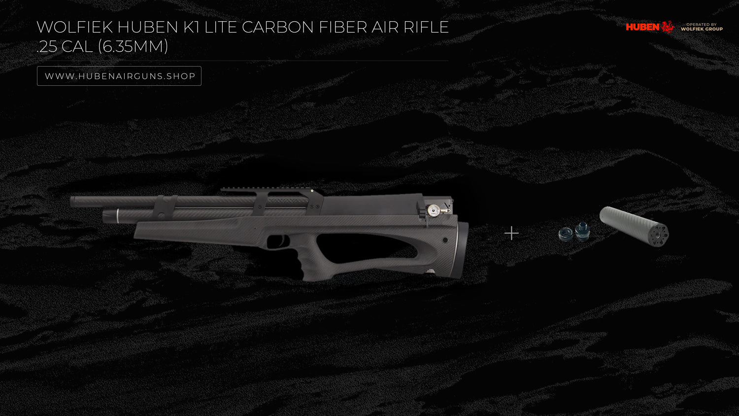 Wolfiek Huben K1 Lite Carbon Fiber Air Rifle - .25 Cal (6.35mm)