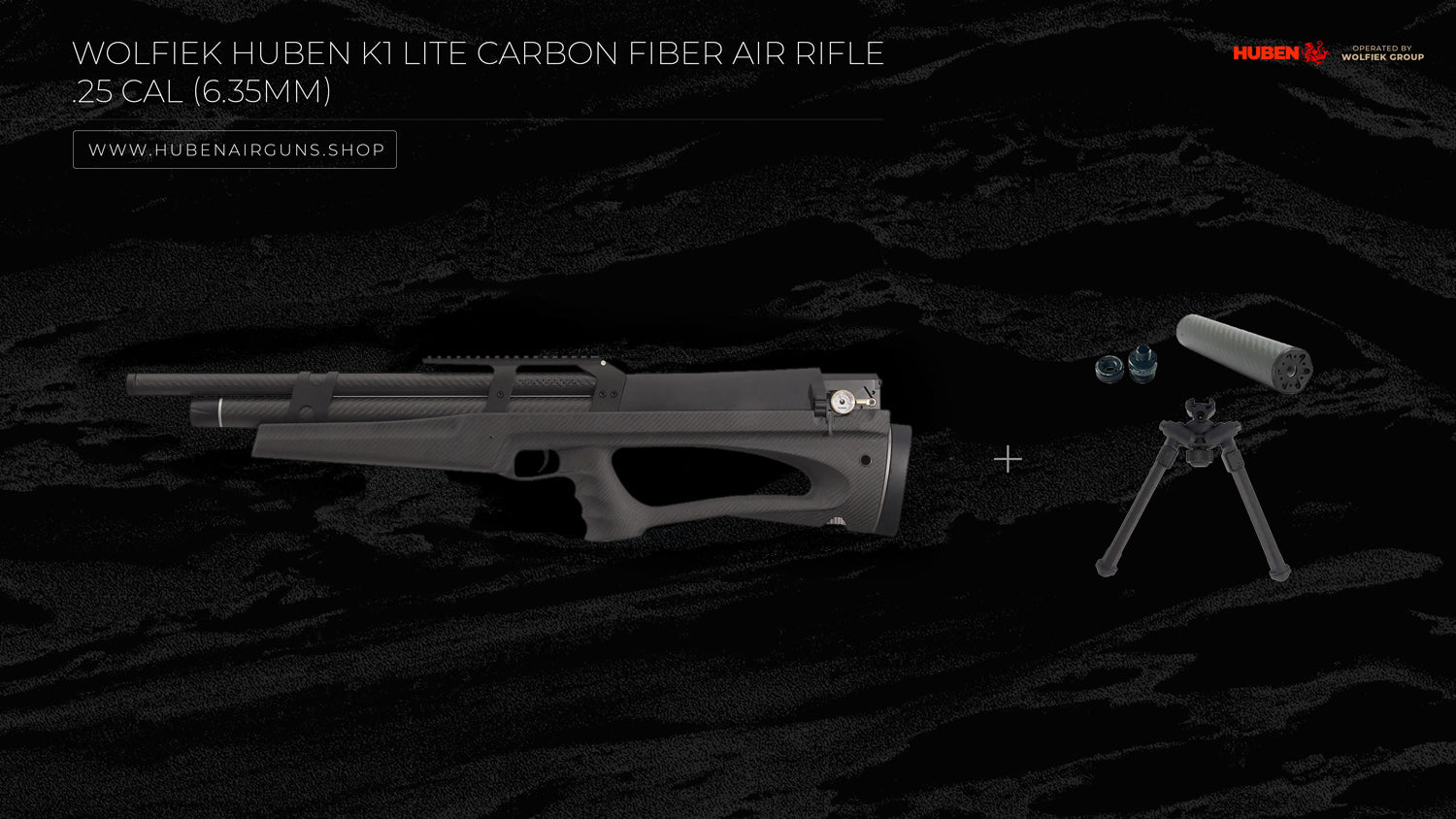 Wolfiek Huben K1 Lite Carbon Fiber Air Rifle - .25 Cal (6.35mm)