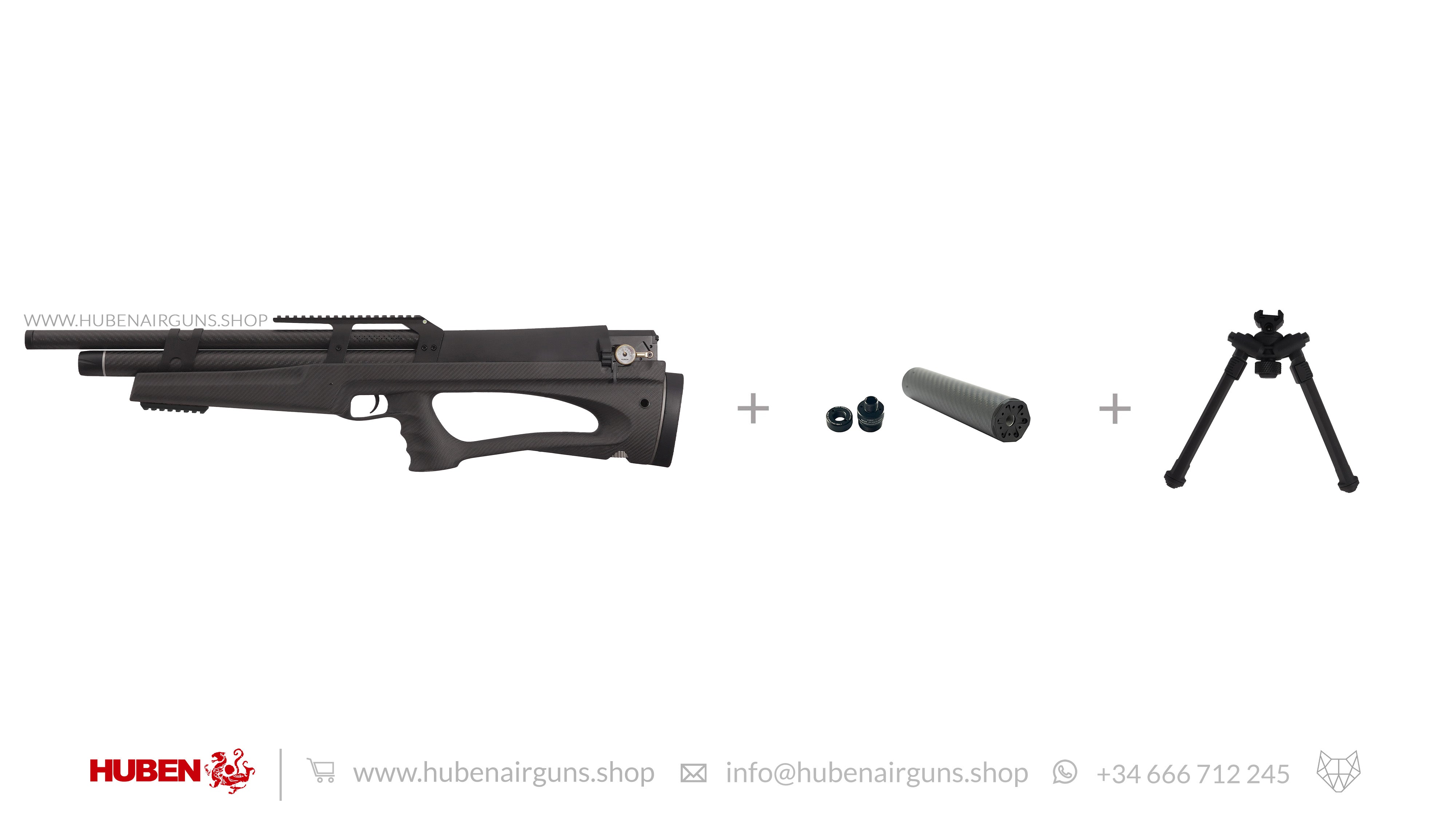 Huben Wolfiek K1 Lite Carbon Fiber Cal .25 (6.35 mm) with bipod