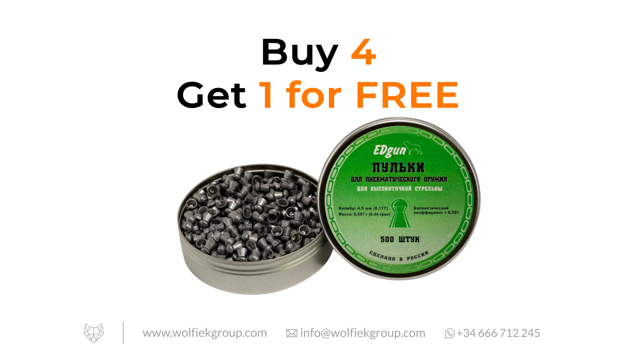 EDgun Premium Pellets · Cal .177 (4,52mm) · Weight 0,55g (8,4gr) (Batch 2019)