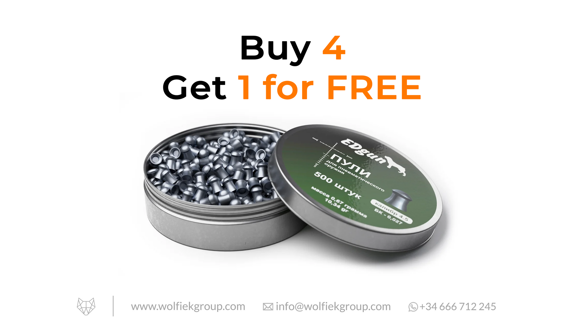 EDgun Premium Pellets Cal .177 (4,52mm) Weight 0,67g (10,34gr) with text buy 4 get 1 for free