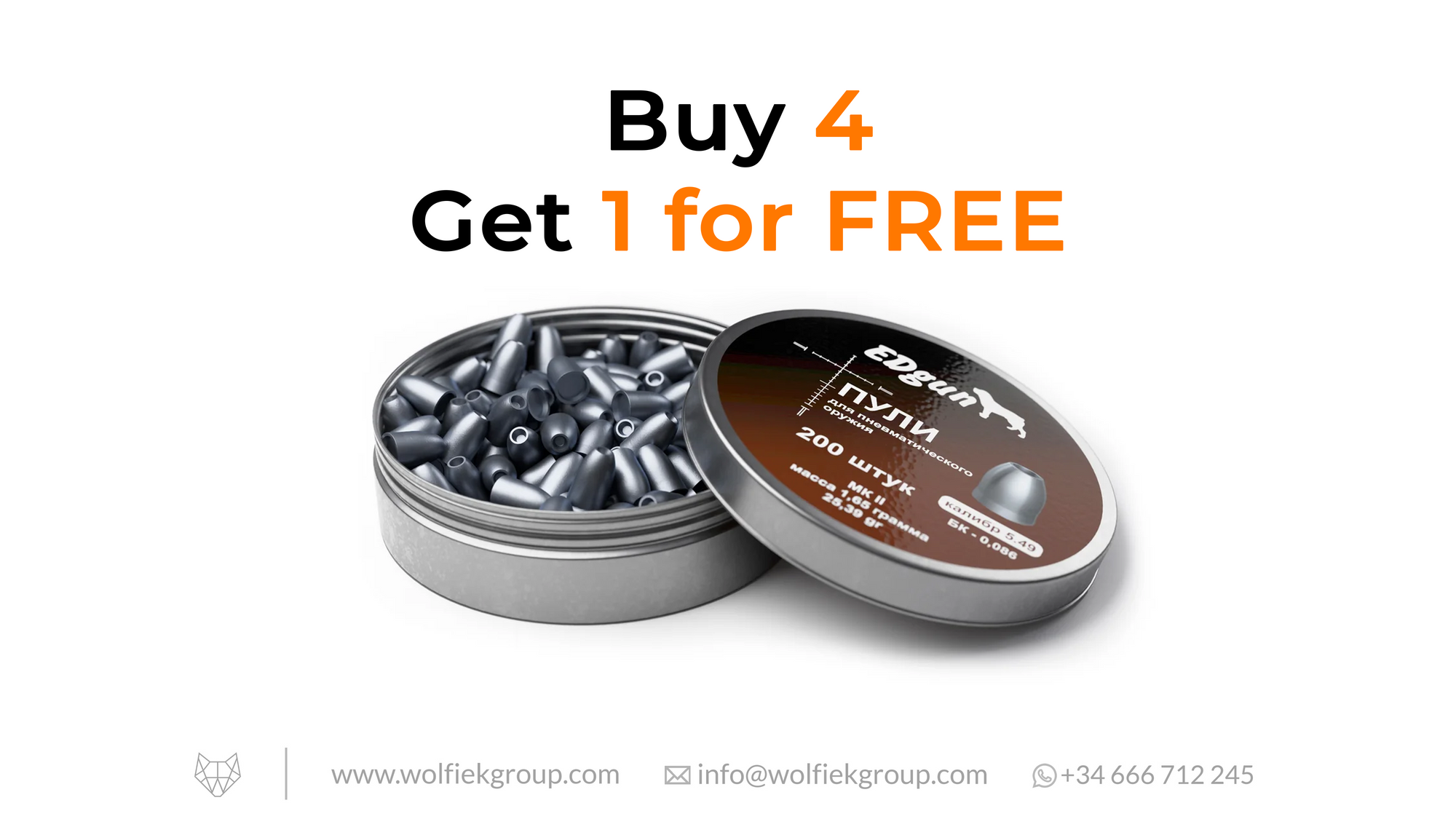 EDgun KnockOut Slugs Cal .216 (5,49mm) Weight 1,65g (25,40gr) MKII with text buy 4 get 1 for free