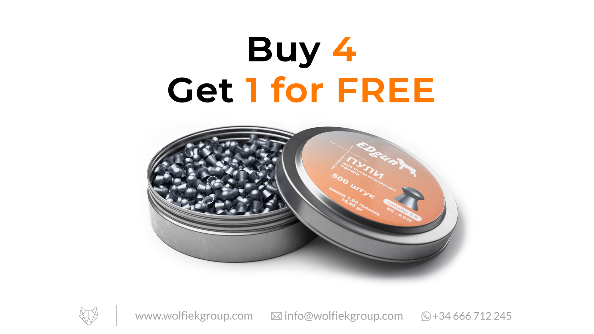EDgun Premium Pellets Cal .22 (5,51mm/5,52mm) Weight 1,03g (15,90gr) with text buy 4 get 1 for free