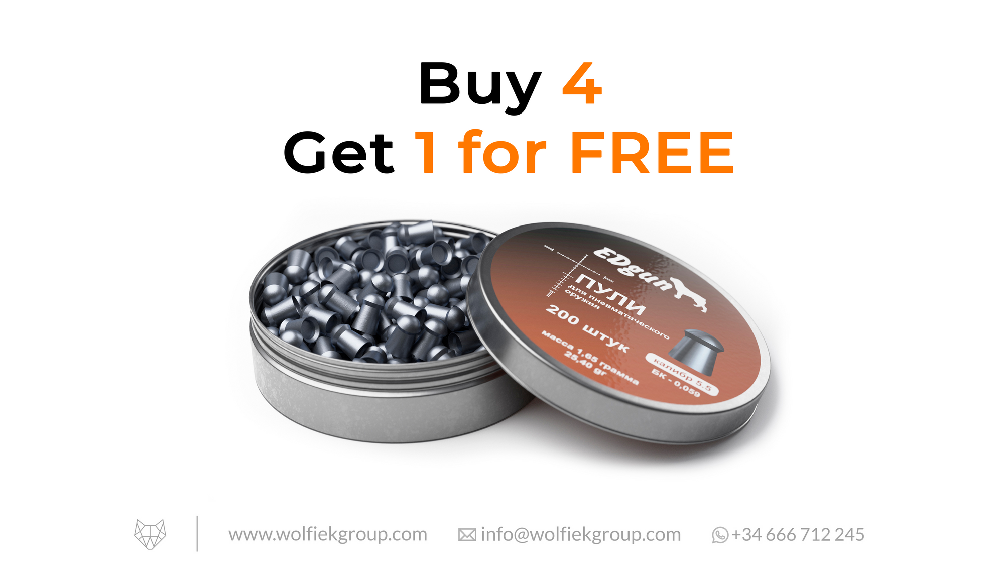 EDgun Premium Pellets · Cal .22 (5,5mm) · Weight 1,65g (25,40gr)