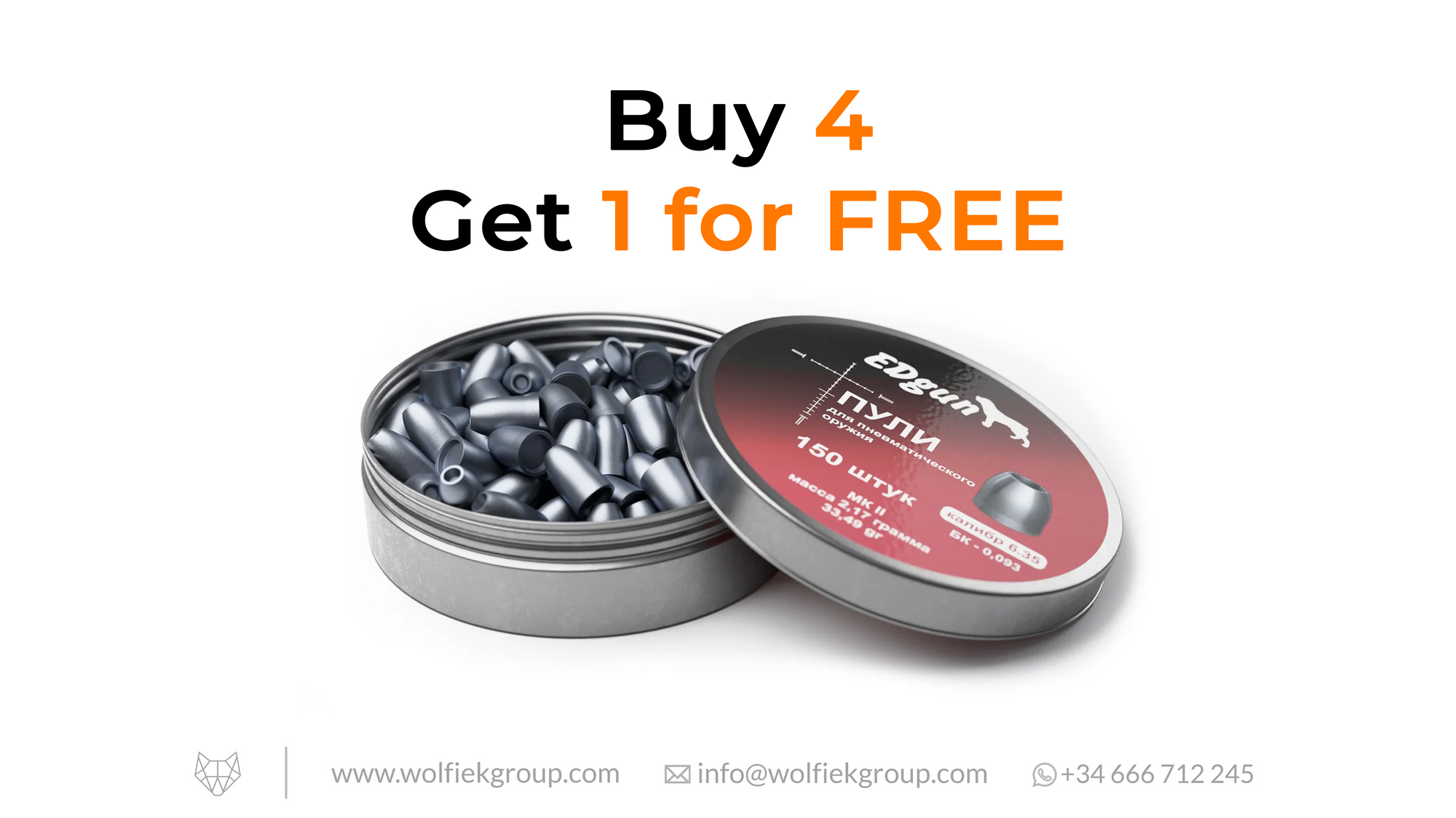 EDgun KnockOut Slugs · Cal .250 (6,35mm) · Weight 2,17g (33,49gr) MKII