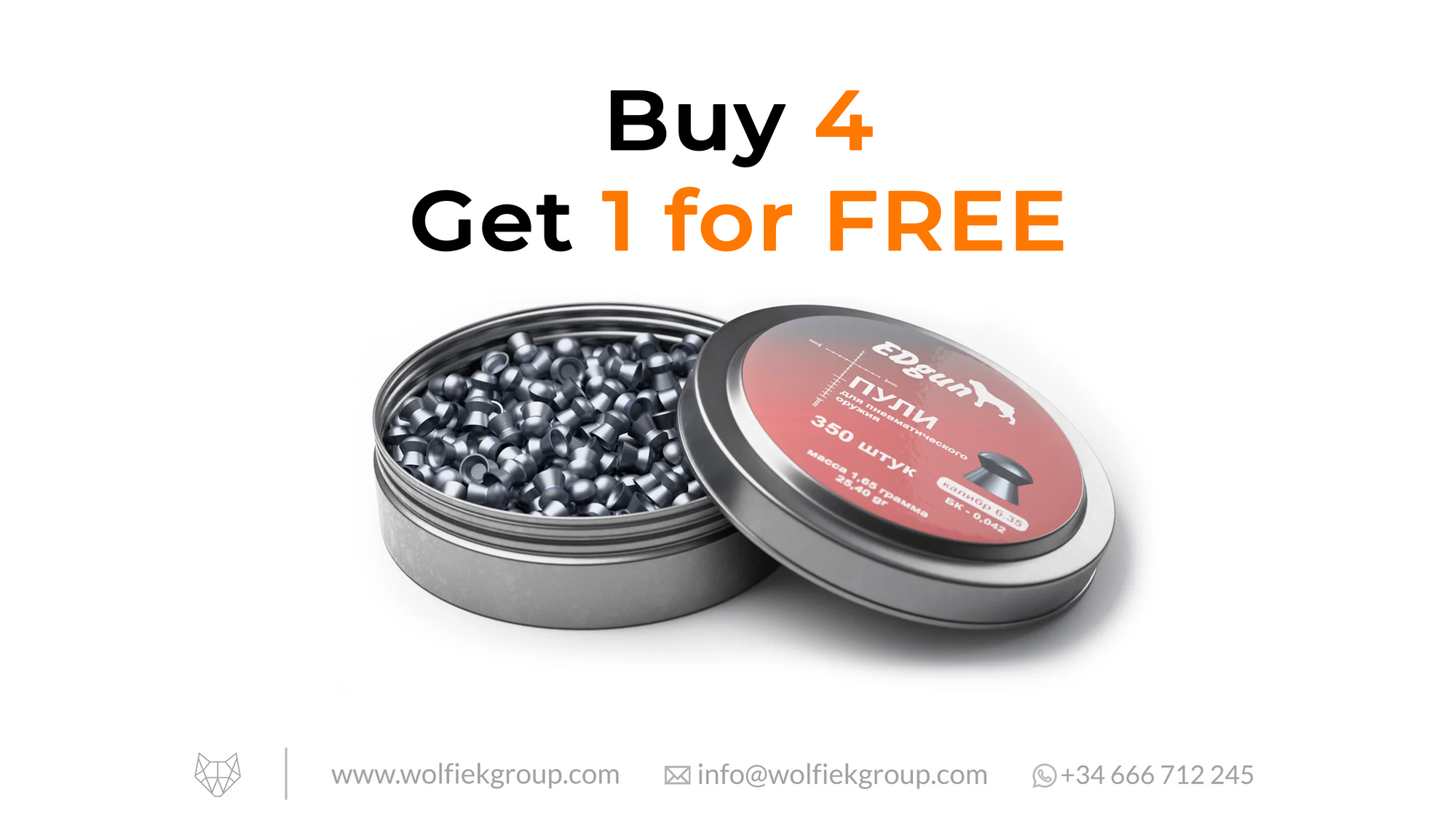 EDgun Premium Pellets · Cal .25 (6,35mm) · Weight 1,65g (25,40gr)
